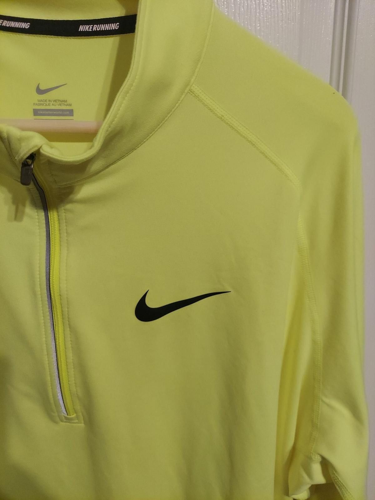 Nike Nike Mens 1/4 Zip Running Pullover Neon Yellow w/ Black Size US XXL / EU 58 / 5 - 4 Thumbnail