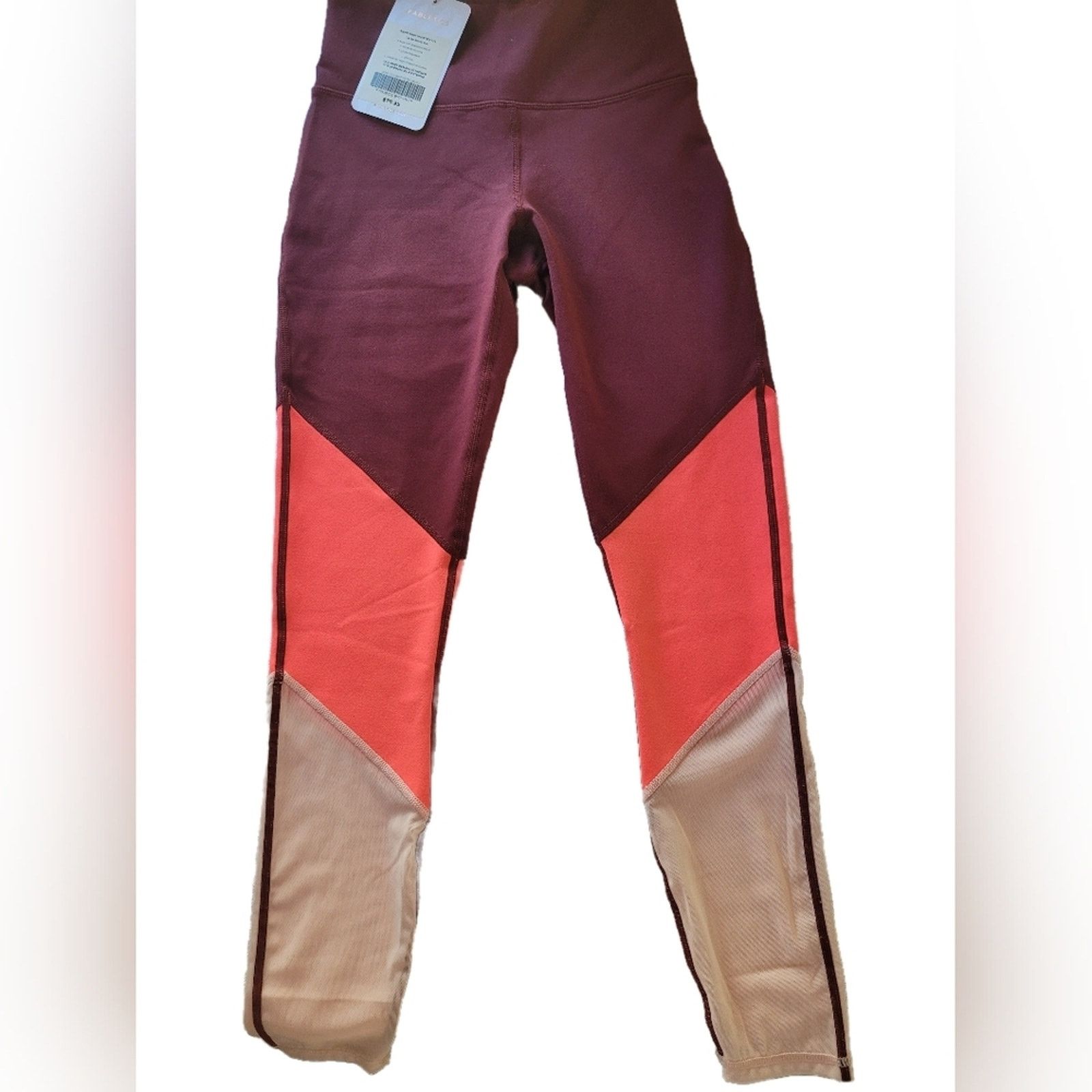 Fabletics Fabletics Colorblock Leggings in Burgundy, Coral, Cream 7/8 Size 23" - 1 Thumbnail