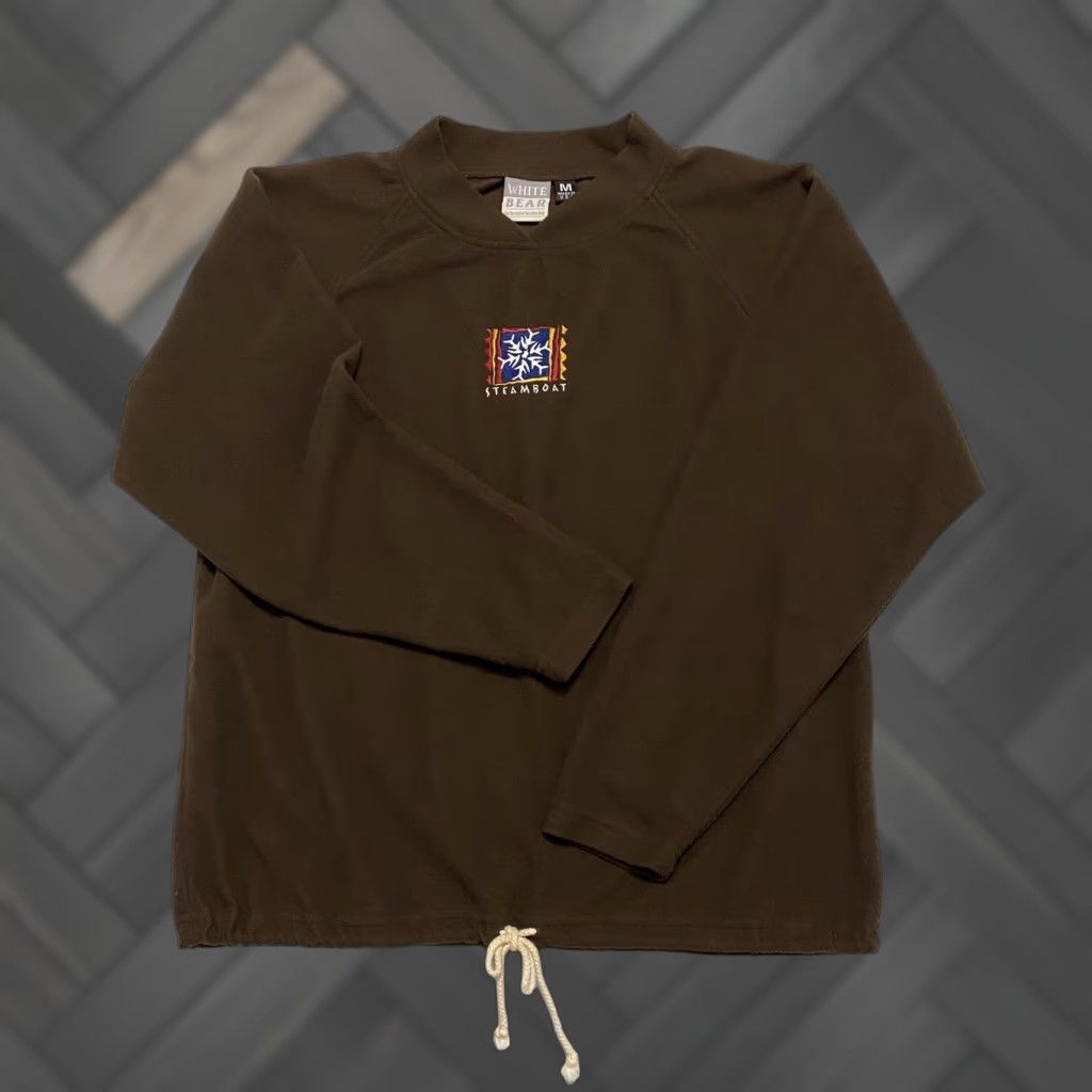 Vintage VINTAGE White Bear Steamboat Pullover Mens Medium Brown Embroidered Ski Fleece USA Drawstring Size US M / EU 48-50 / 2 - 1 Thumbnail