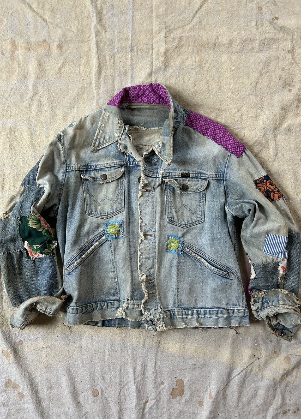 Vintage x 70s Custom Patchwork Denim Wrangler Jacket