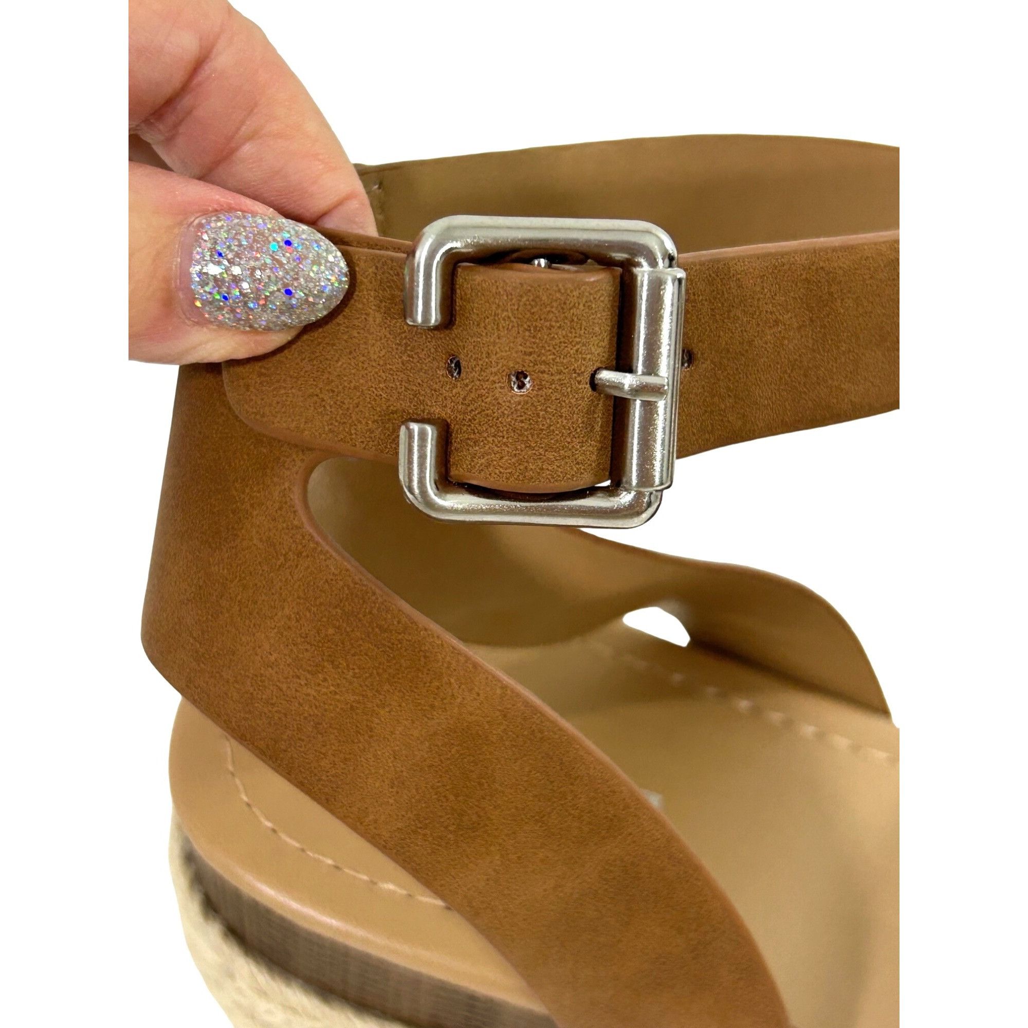 Other Soda Tuckin Sandals 9 Espadrilles Wedge Platform Tan Brown A Size US 9 / IT 39 - 9 Thumbnail