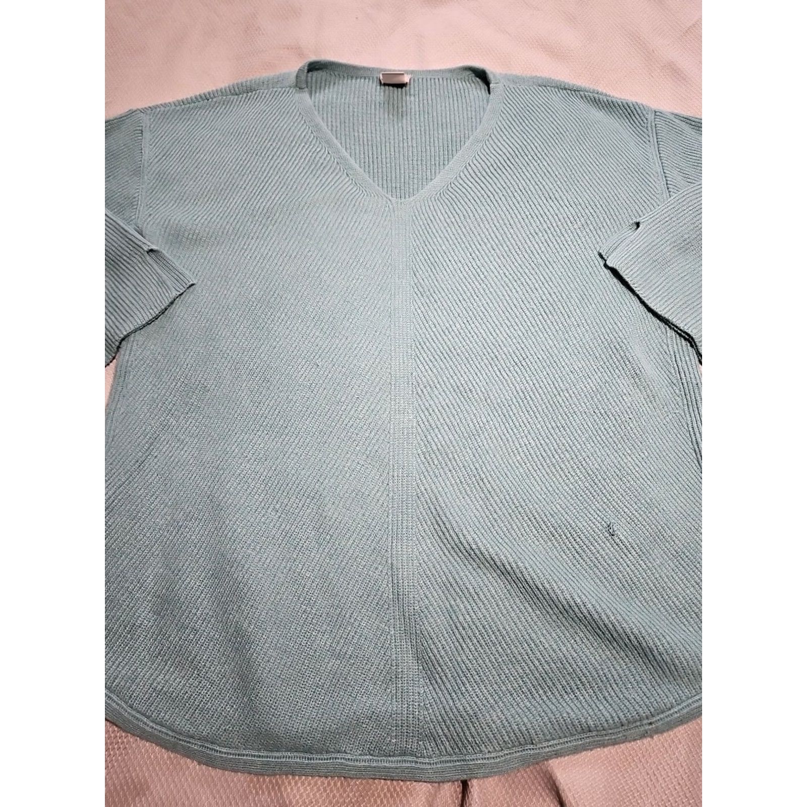 Vintage Chicos Womens Shirt Blue Teal Knit Pullover V-Neck 3/4 Sleeve Casual Top XS?L Size L / US 10 / IT 46 - 4 Thumbnail