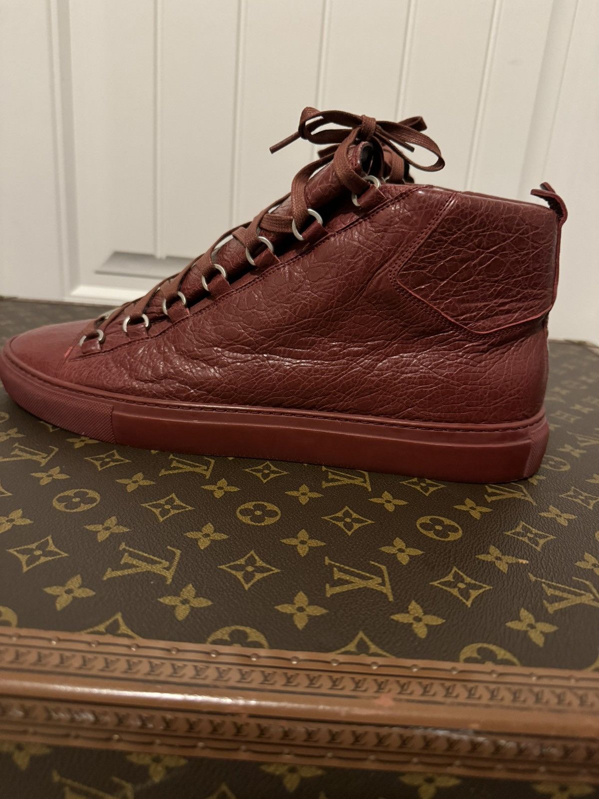 Balenciaga Balenciaga Arena Hi-Top In Red Lambskin Size US 12 / EU 45 - 3 Thumbnail