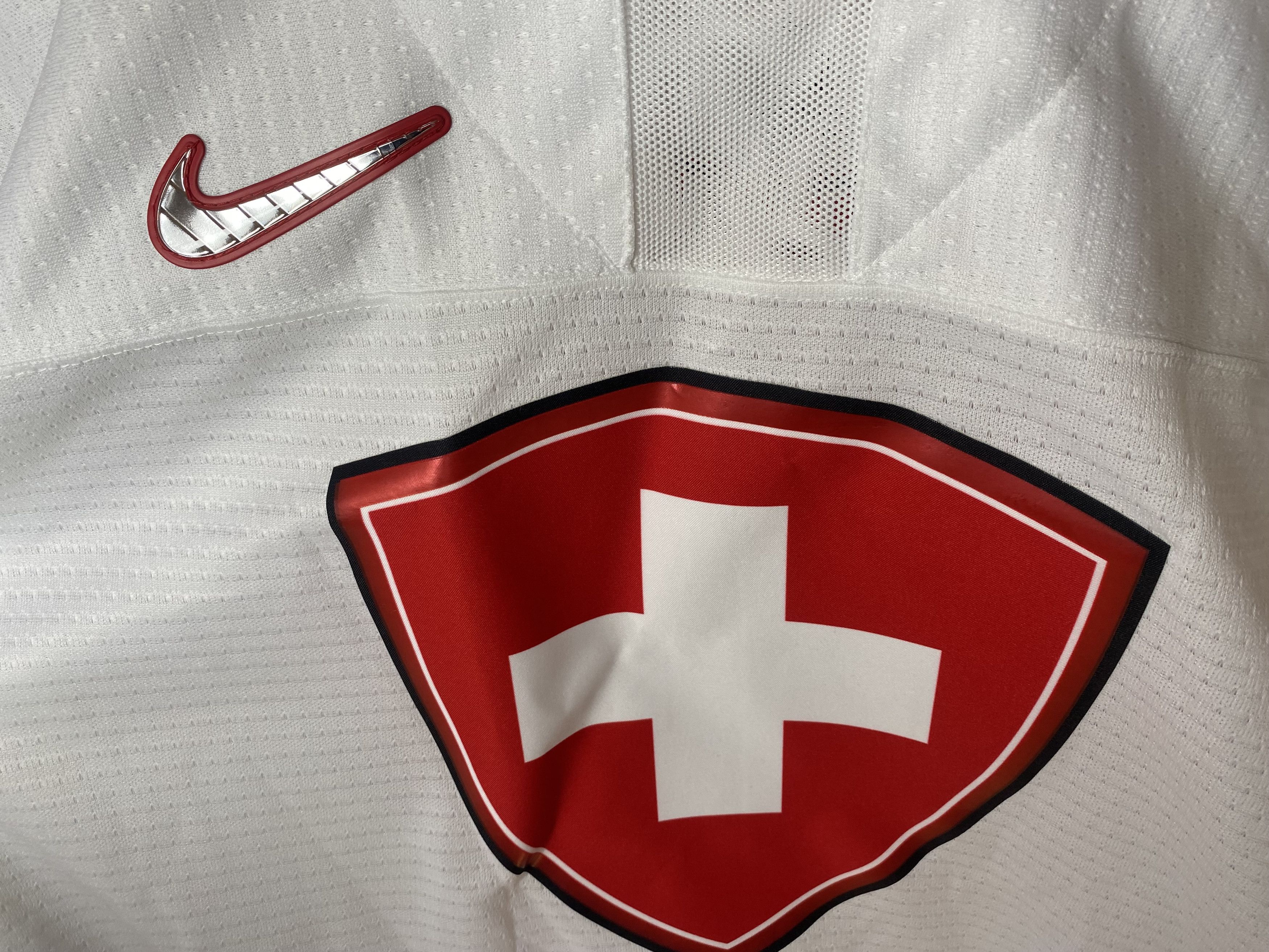 Nike #97 SWITZERLAND TEAM 2022 MATCH WORN ICE HOCKEY JERSEY SHIRT Size US L / EU 52-54 / 3 - 5 Thumbnail