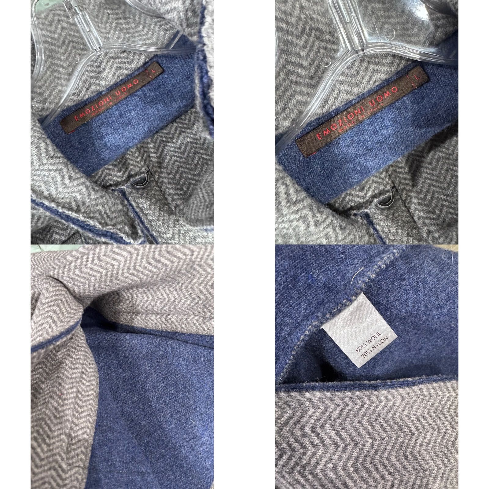 Vintage Emozioni Uomo Made Italy Unique Gray Blue Sweater Jacket Large L Mens Size US L / EU 52-54 / 3 - 8 Thumbnail