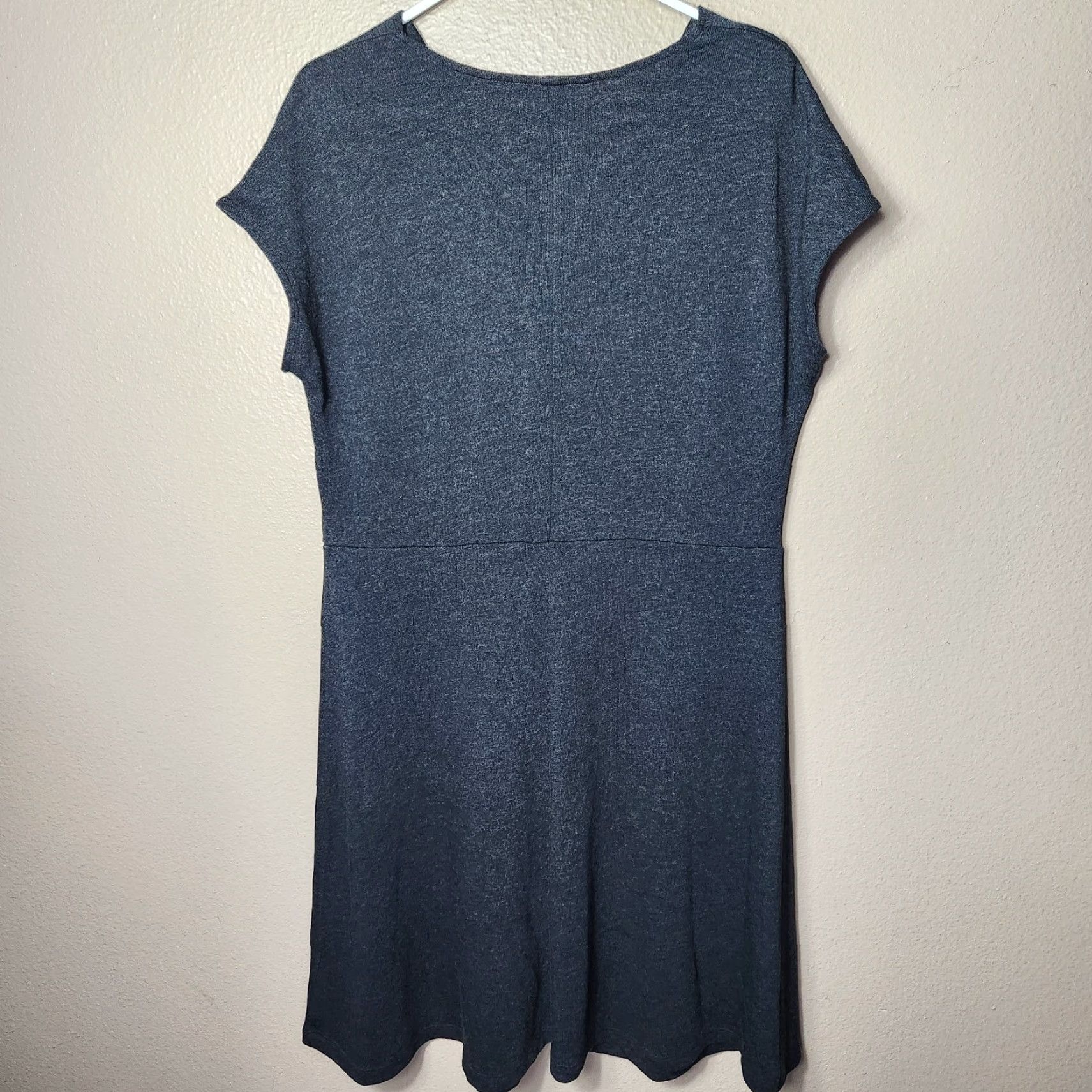 Lands' End Lands' End Charcoal Gray Heather SS Drapeneck Sweater Dress-Size L(14-16) Dress Womens Knit Pullover Dolman Sleeve Size L / US 10 / IT 46 - 5 Thumbnail