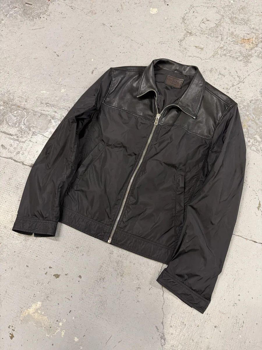 Prada SS2013 Prada Black Hybrid Leather Nylon Jacket Size US M / EU 48-50 / 2 - 7 Thumbnail
