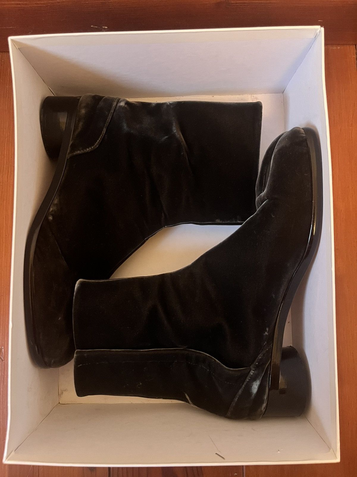 Maison Margiela × Vintage Maison Margiela Tabi Boots – Black / Silver Velvet – EU 44 Size US 10 / EU 43 - 9 Thumbnail