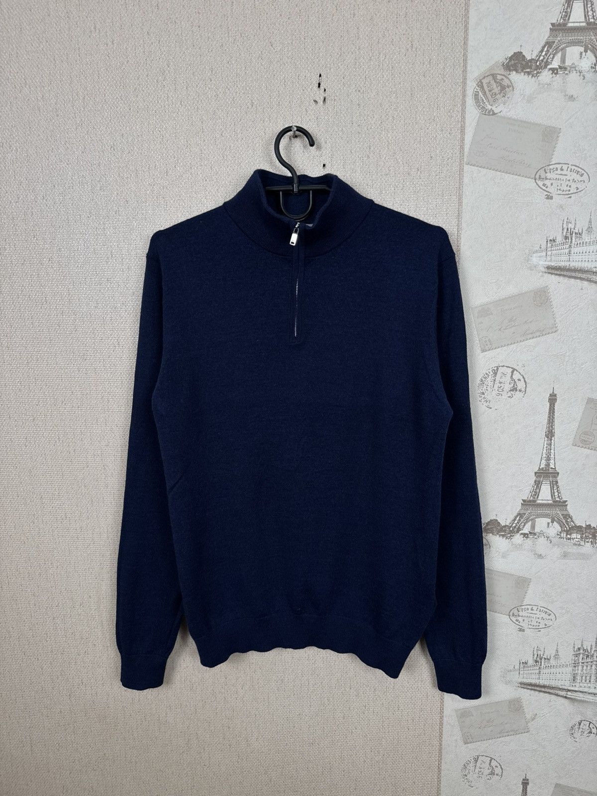 Reiss Reiss Sweartshirt 1/4 Zip Wool Luxury Mens Blue Navy M Size US M / EU 48-50 / 2 - 14 Thumbnail