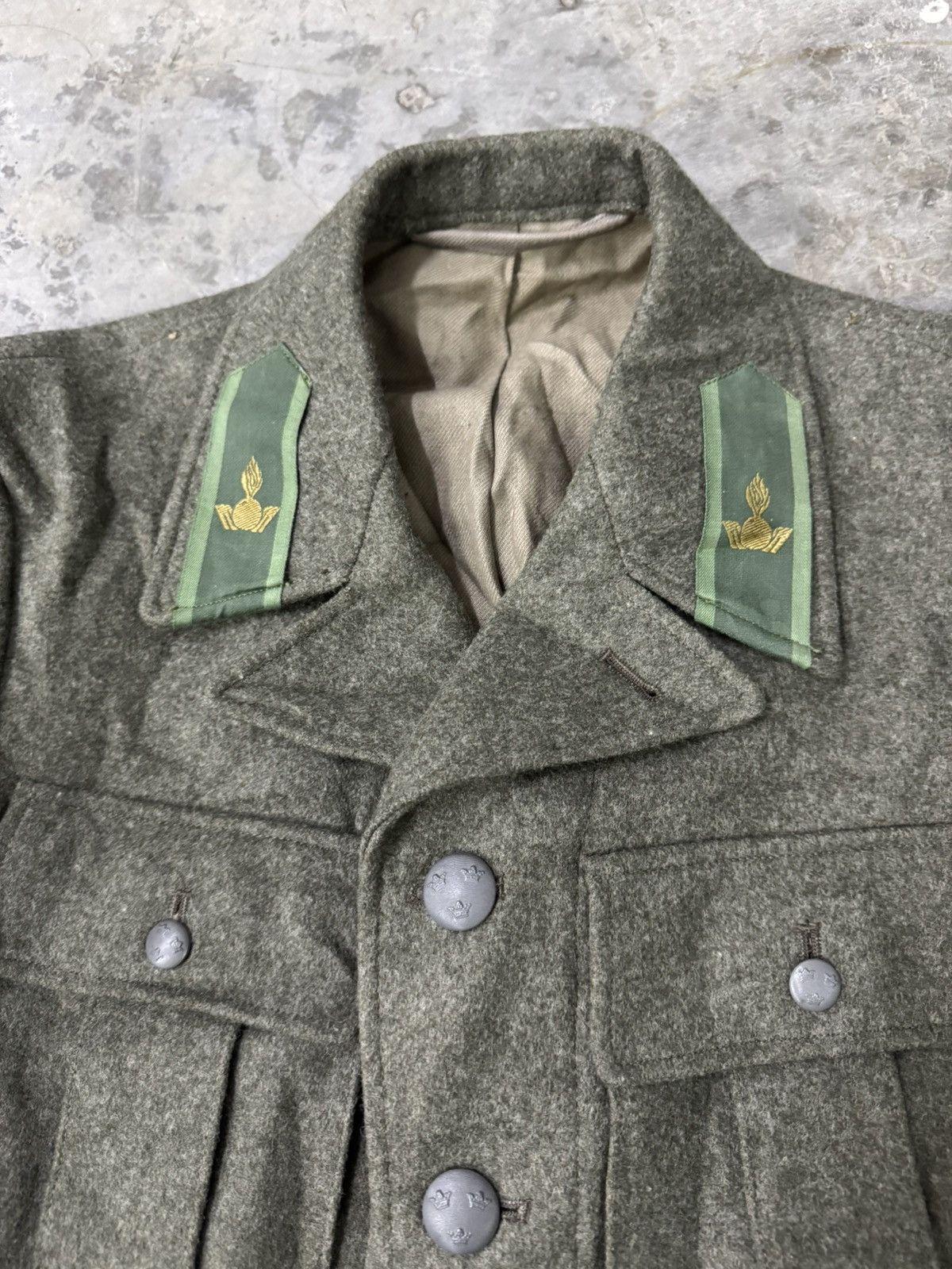 Vintage WW2 SWEDISH ARTILLERY TUNIC JACKET ARMY MILITARY WINTER WOOL Size US M / EU 48-50 / 2 - 4 Thumbnail