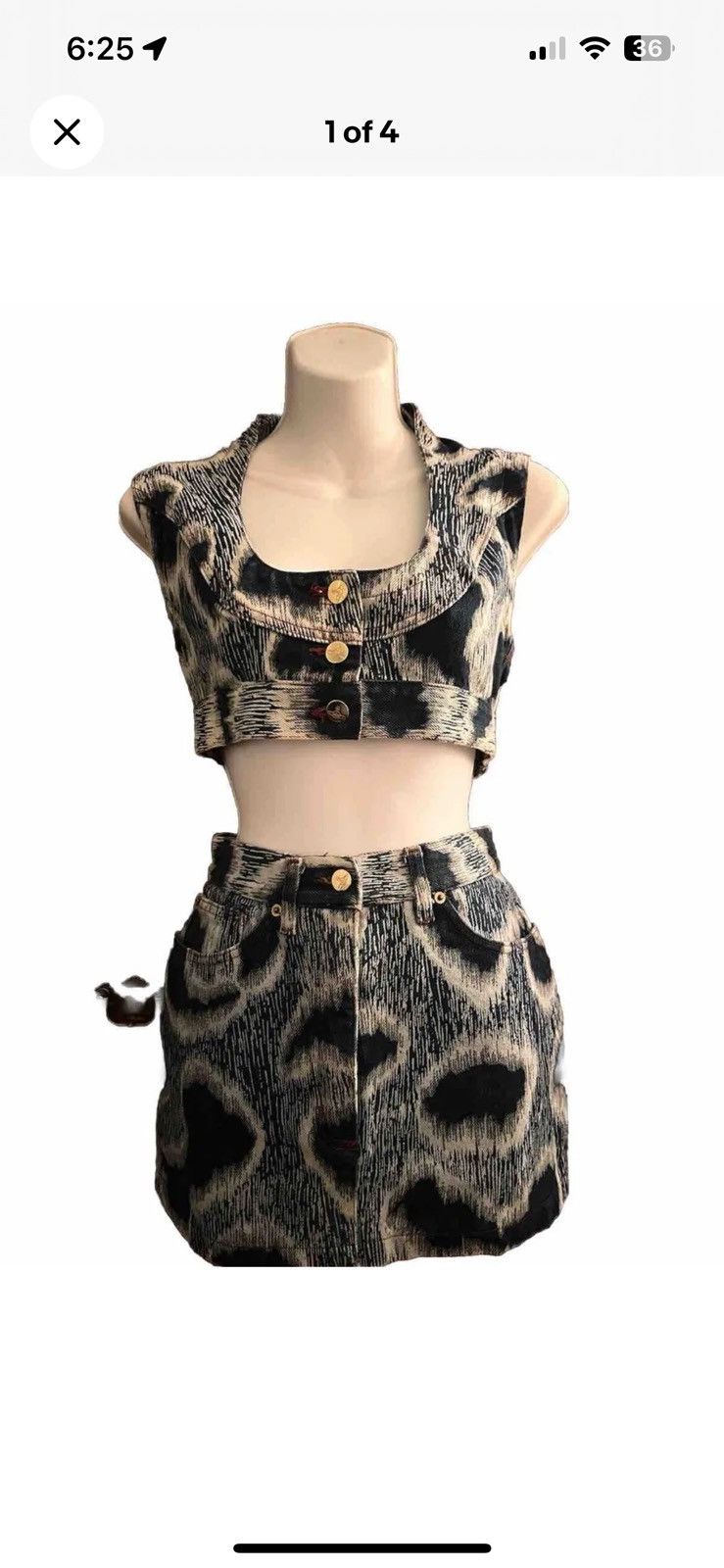 image of 1994 Vivienne Westwood Café Society Leopard Set in Blue, Women's (Size 29)