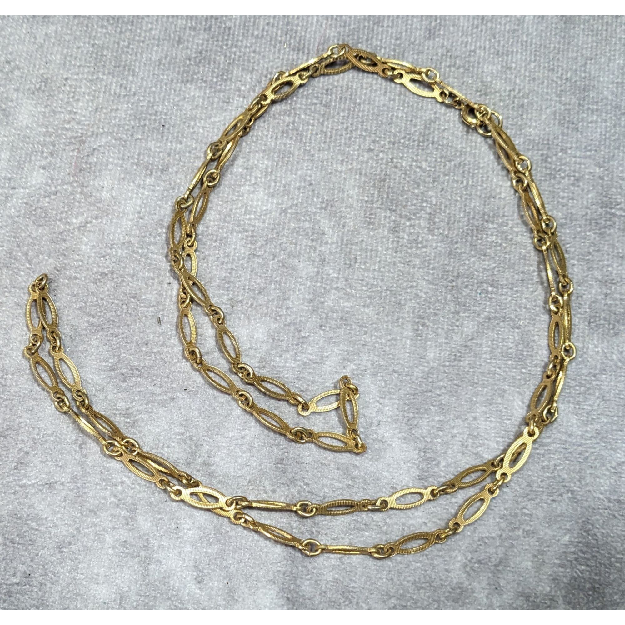 Other Vintage Textured Gold Tone Oblong Link Chain Necklace Size ONE SIZE - 7 Thumbnail