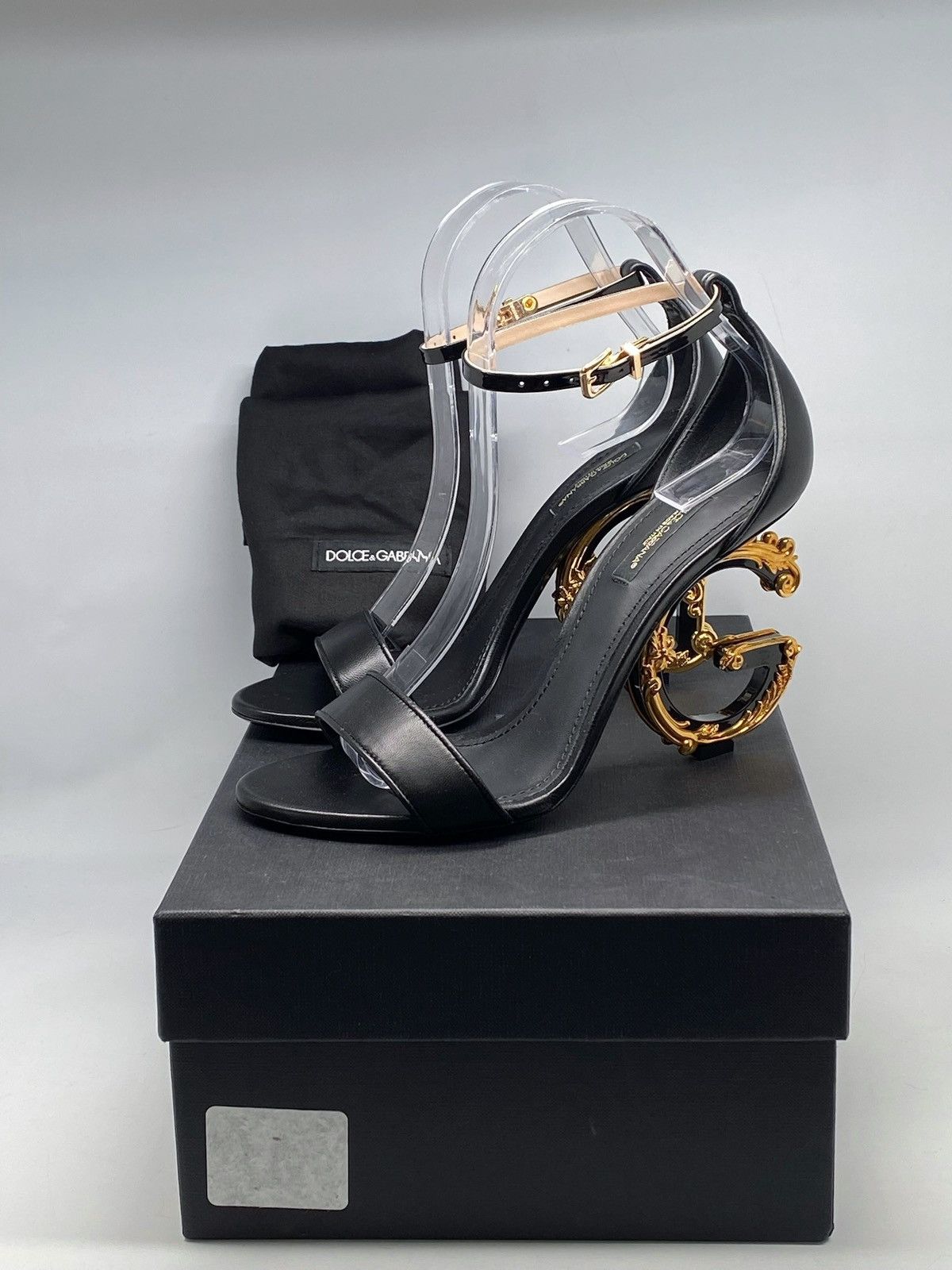 Dolce & Gabbana Dolce&Gabbana Sculpted-Heel DG Leather Sandals size 38 Size US 8 / IT 38 - 11 Thumbnail