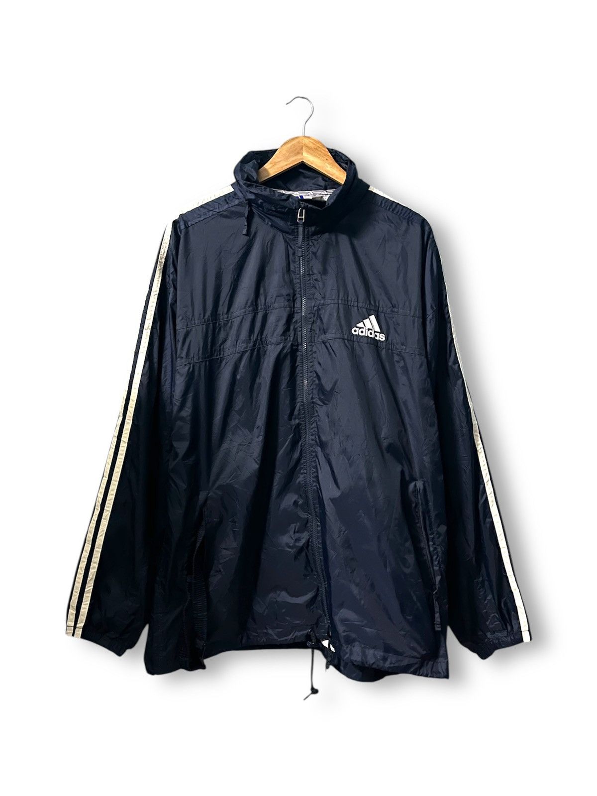 Adidas 90s Adidas Nylon Drill Windbreaker Jacket Navy Blue Active Size US M / EU 48-50 / 2 - 1 Thumbnail