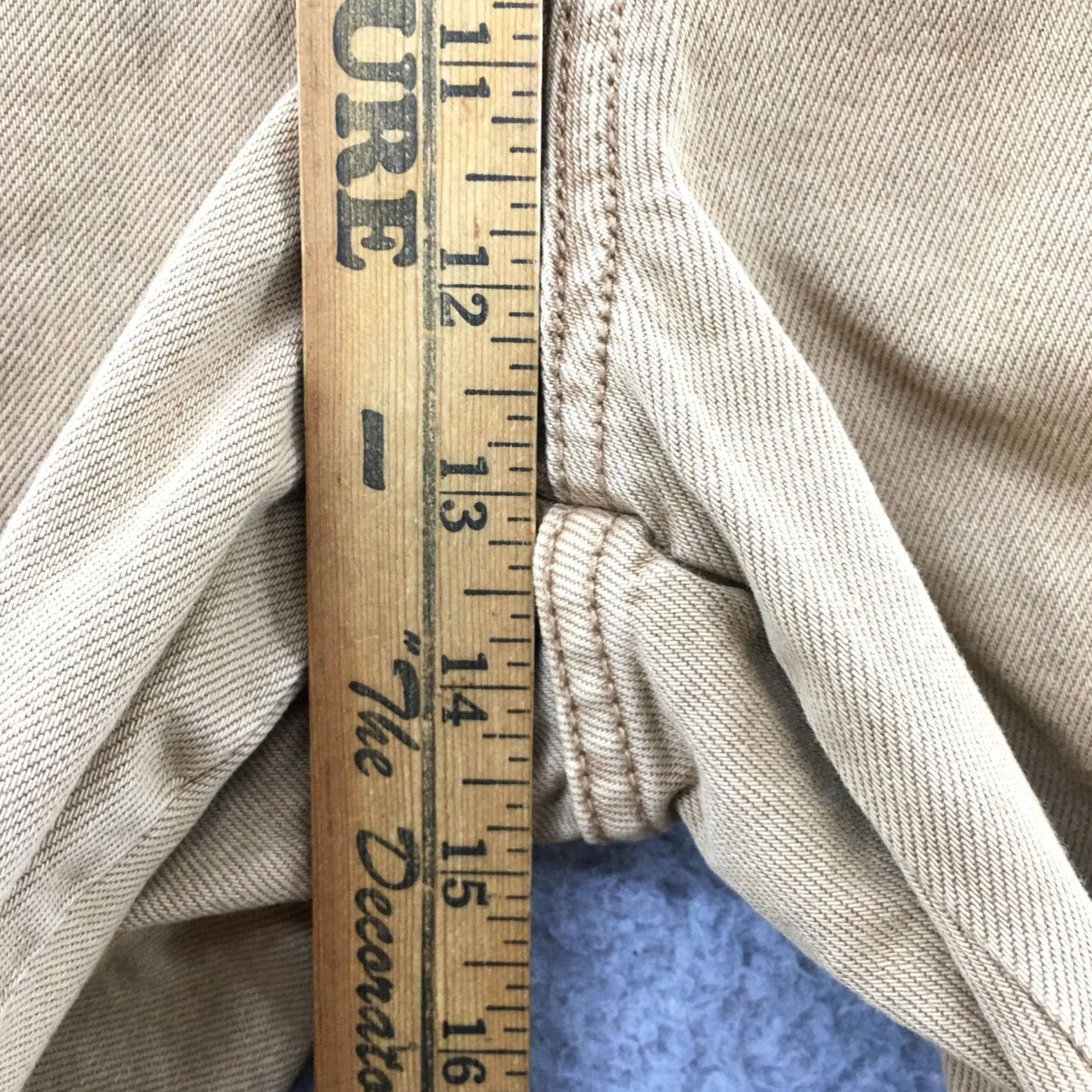 Vintage Arizona Jean Co Baggy Bermuda Shorts Mens 46 Brown Denim Cotton Blend Casual Regular 5-Pocket Pockets Beltless Zip Front 9.5in Inseam Size US 30 / EU 46 - 6 Thumbnail