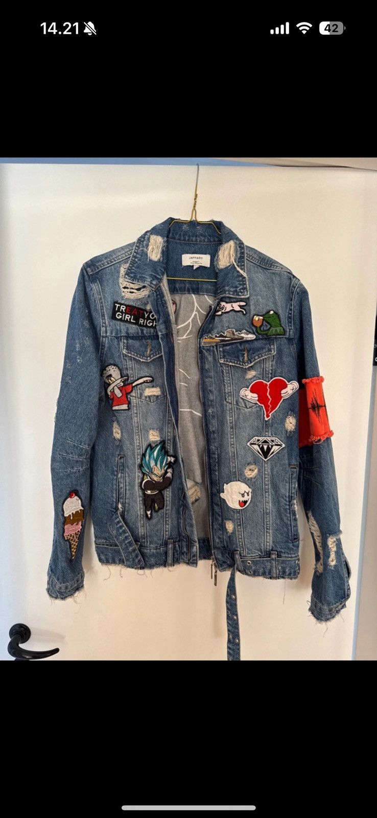 Jaffary Studios denim jacket with embroidery. Streetwear