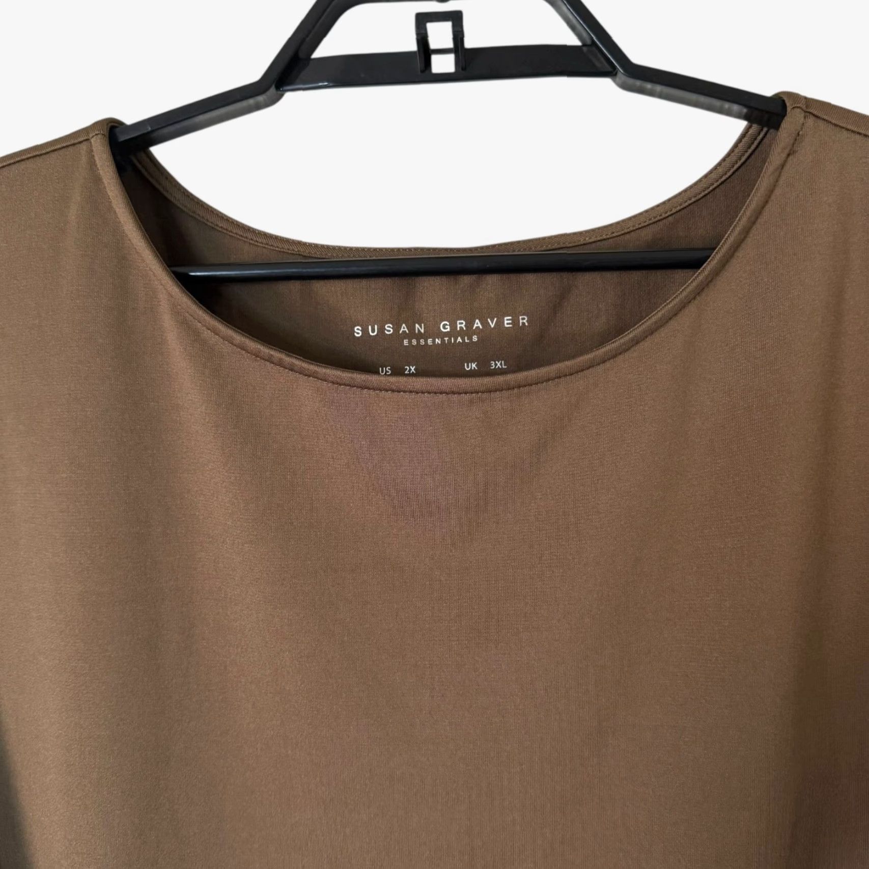 Vintage Susan Graver Essential Butterknit Elbow Sleeve Bateau Neck Top Women's 2X Brown Size XXL / US 16-18 / IT 52-54 - 5 Thumbnail