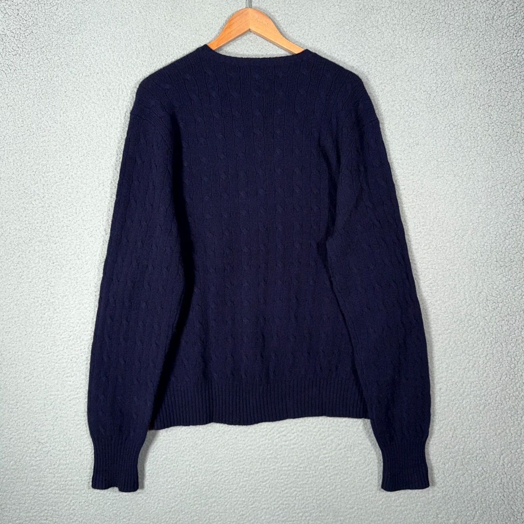 Polo Ralph Lauren VINTAGE Polo Ralph Lauren Cable Knit Wool Sweater Mens XL Navy Blue 90s Polo Ralph Lauren Mens XL Navy Lambswool Cable-Knit Pullover Crew Neck Logo Size US XL / EU 56 / 4 - 4 Thumbnail