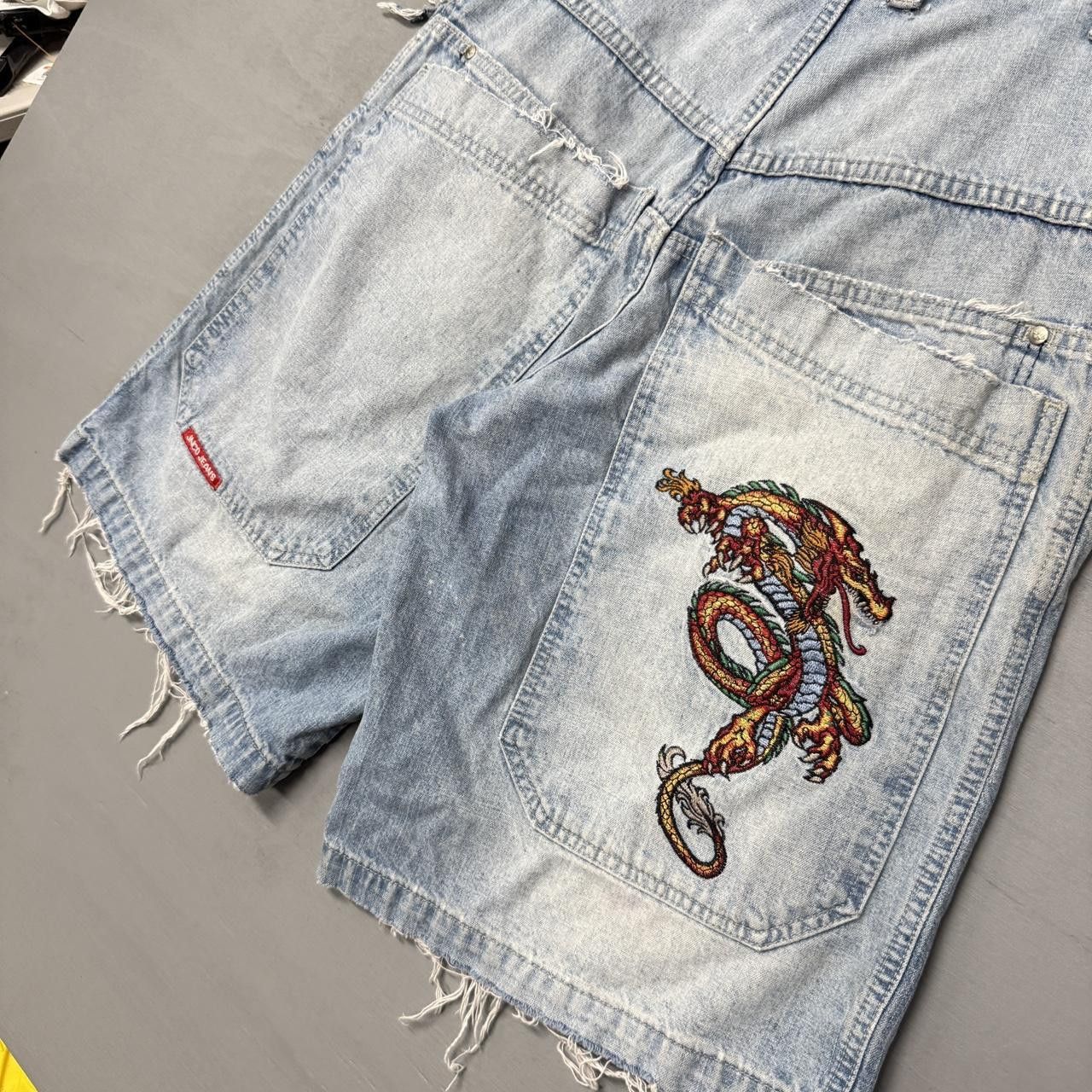 JNCO Crazy Jnco Tribal Tiger Baggy Blue Distressed Jorts Size 32 Size US 32 / EU 48 - 4 Thumbnail
