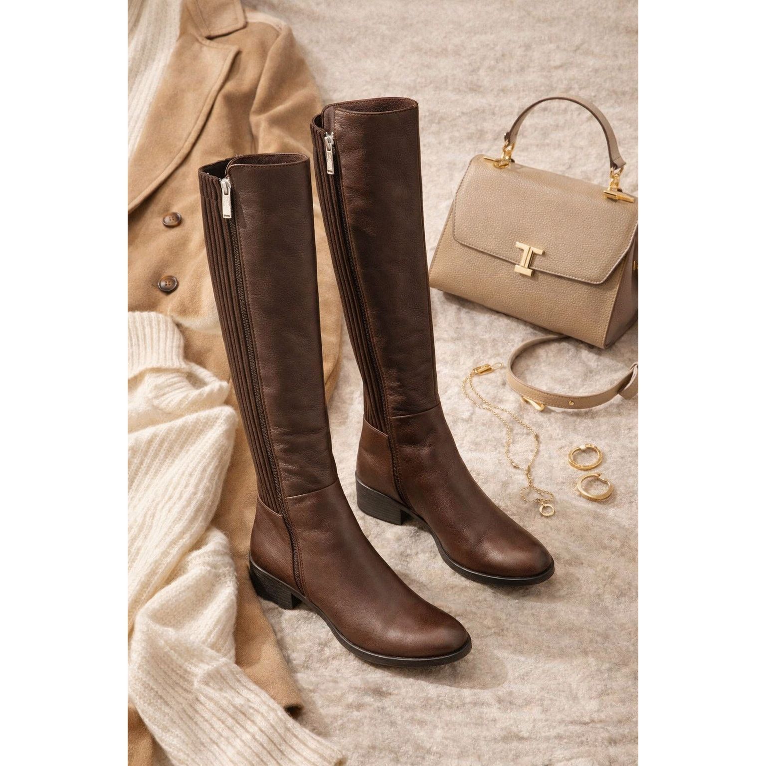 Kenneth Cole Kenneth Cole Brown Leather Knee High Riding Boots Size 6 Size US 6 / IT 36 - 1 Thumbnail