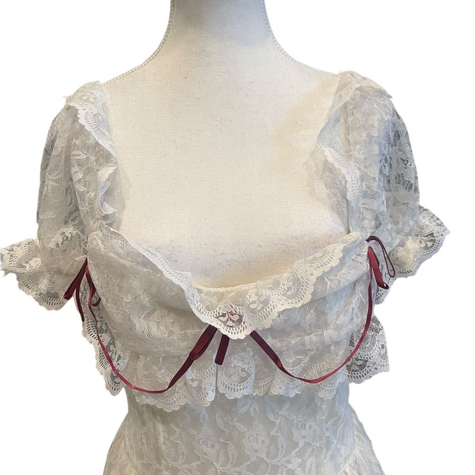 Other Gunne Sax Vtg ivory White Lace Maxi Dress Sz:11 Size ONE SIZE - 11 Thumbnail