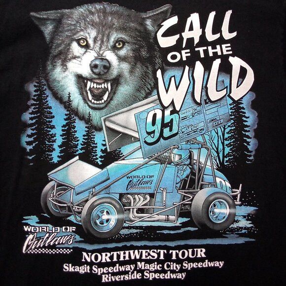 Fruit Of The Loom × Vintage Vintage Call of the Wild 95 World of Outlaws T-Shirt Size US XL / EU 56 / 4 - 1 Thumbnail