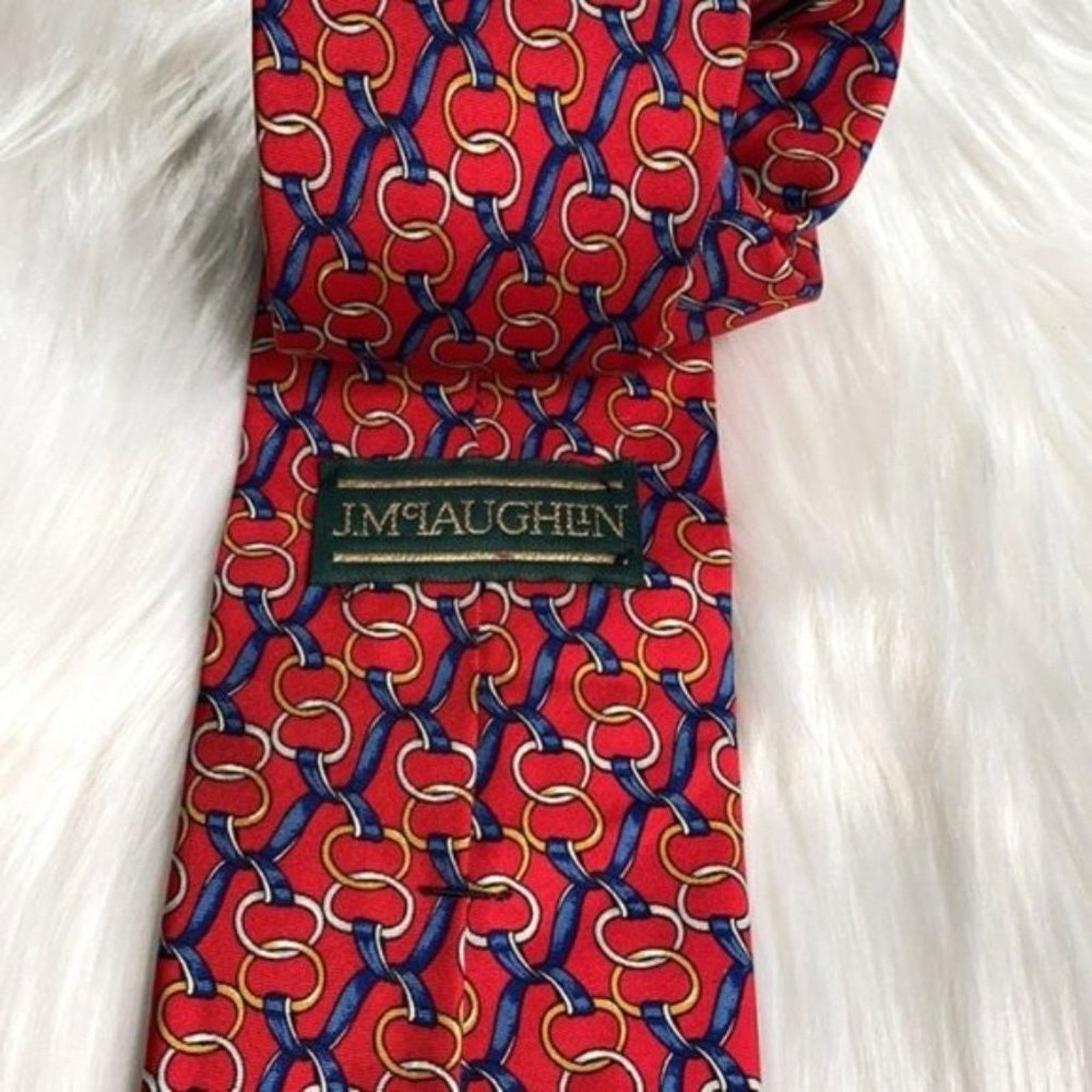 J.McLaughlin J. McLaughlin Red Horse Bit Silk Tie Size ONE SIZE - 4 Thumbnail