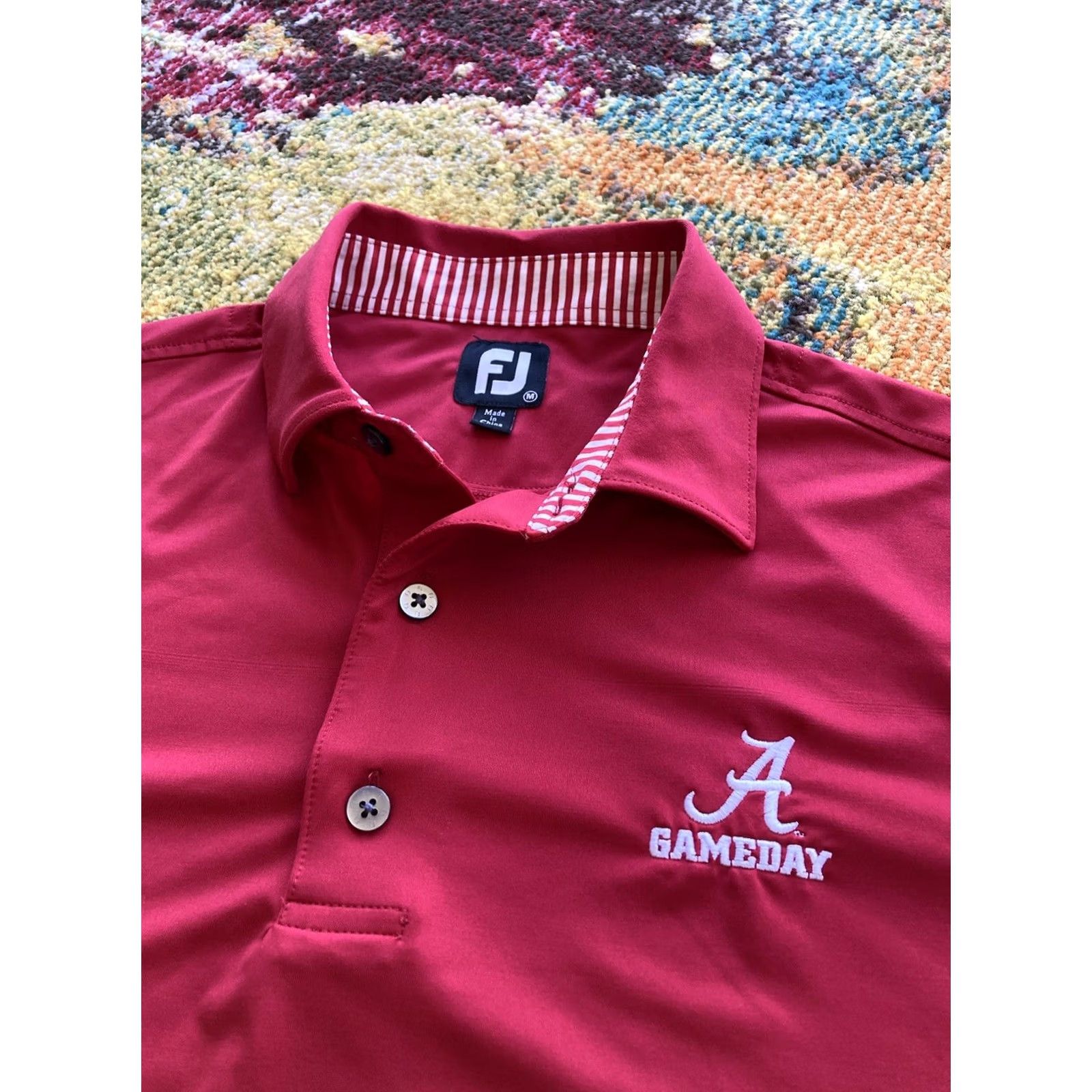 Footjoy FootJoy University of Alabama Crimson Tide Performance Polo Shirt Mens Medium Red Polyester Spandex Golf Breathable Logo Shirt Size US M / EU 48-50 / 2 - 5 Thumbnail