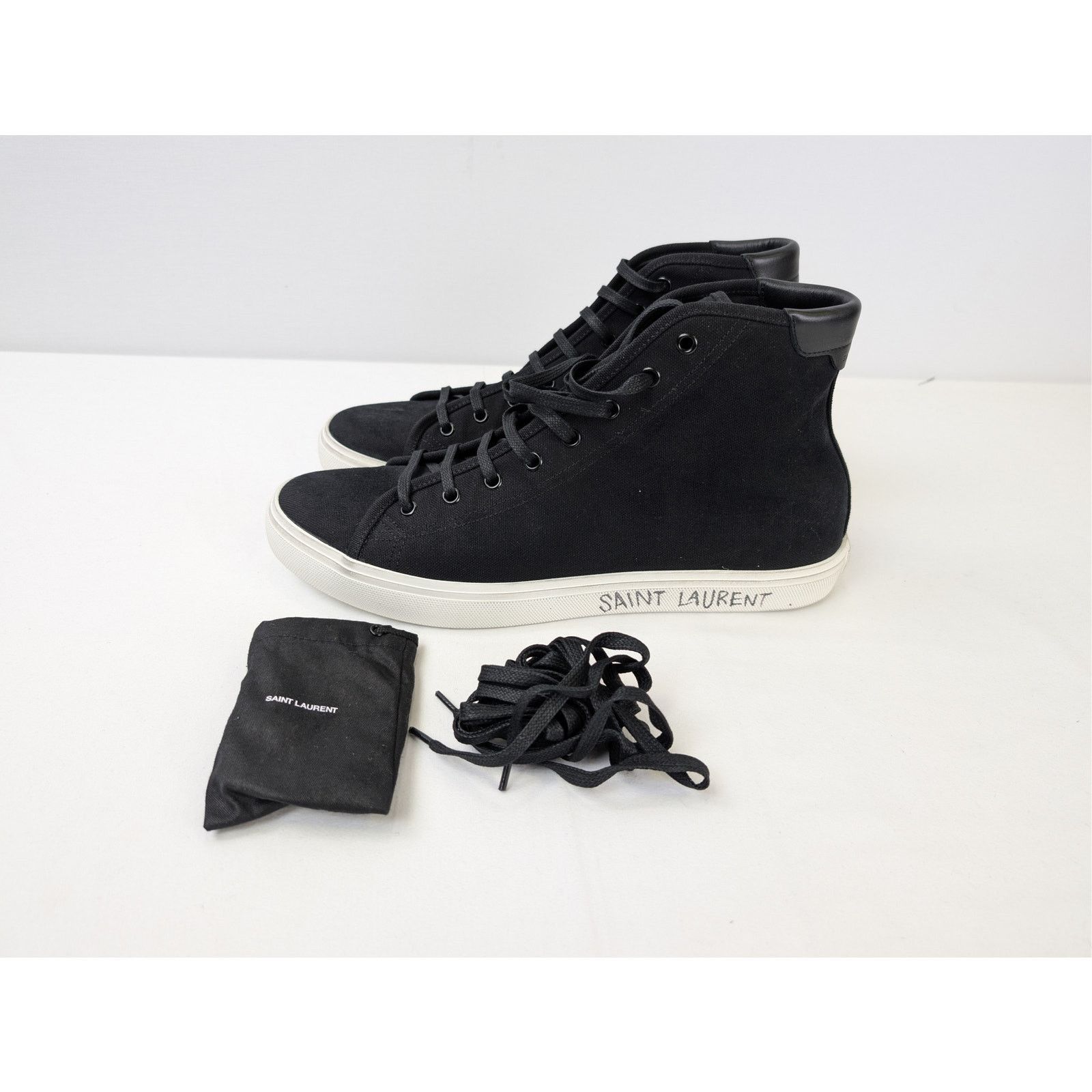 Saint Laurent Paris o1rshd1 Malibu Mid-Top Sneaker in black canvas and leather Size US 11 / EU 44 - 9 Thumbnail