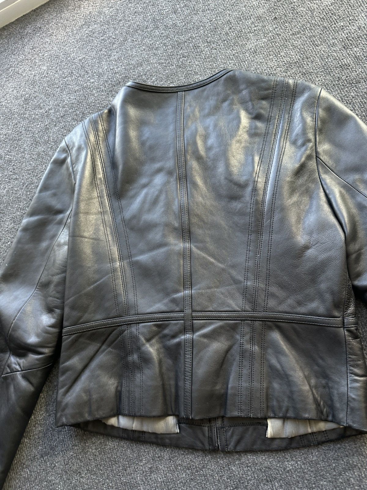Other 🚨Y2K RICK OWENS TYPE DIRTY SLIM FIT ZIP LEATHER JACKET Size M / US 6-8 / IT 42-44 - 14 Thumbnail