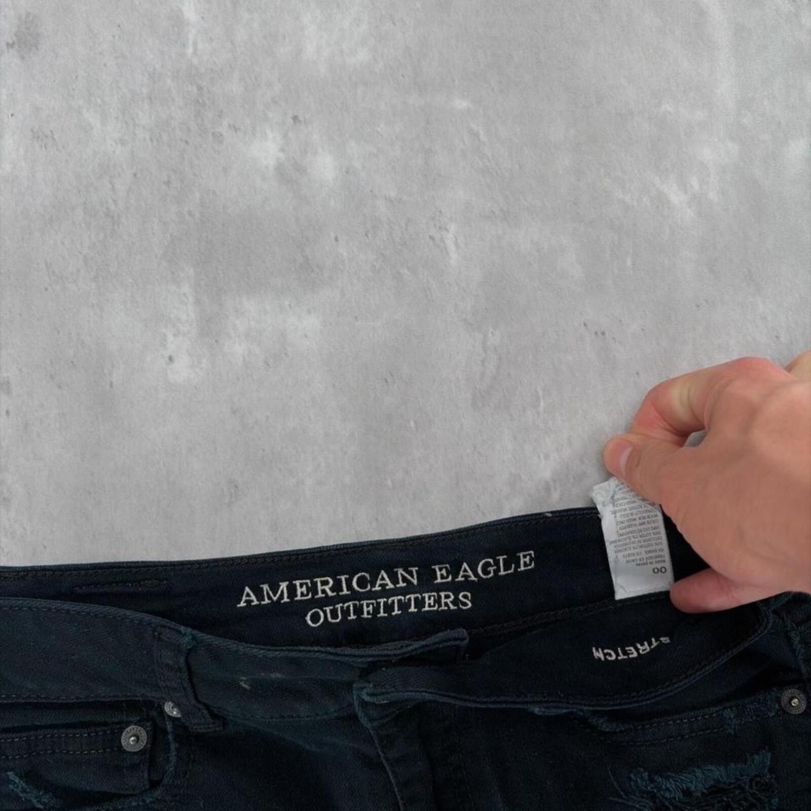 American Eagle Outfitters Y2K Black American Eagle Grunge Gothic Mini Denim Shorts Size 42" / US 20 - 5 Thumbnail