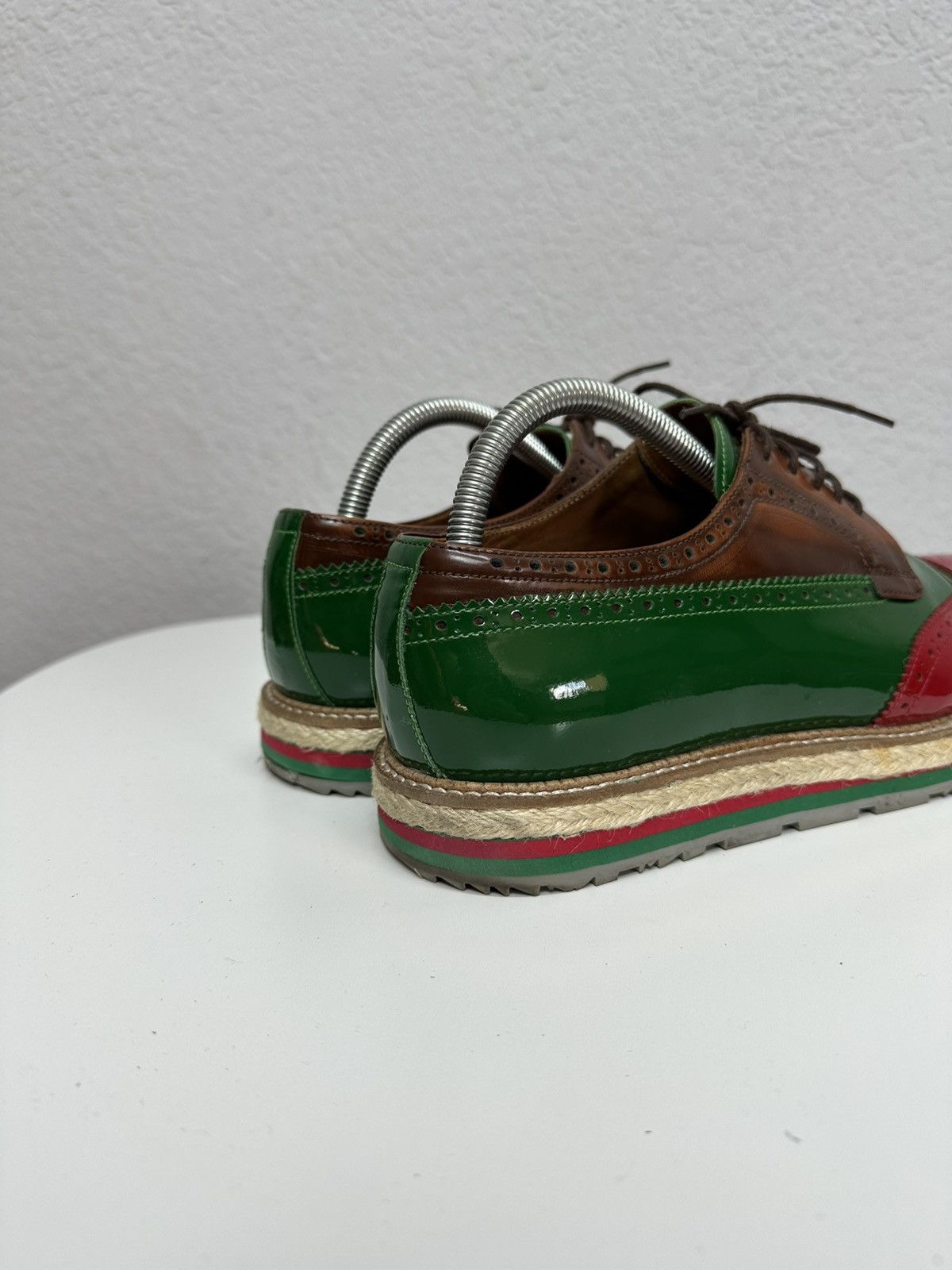 Prada PRADA Men’s Tri Color Brogue Patent Leather Derby Shoes Size US 9 / EU 42 - 6 Thumbnail