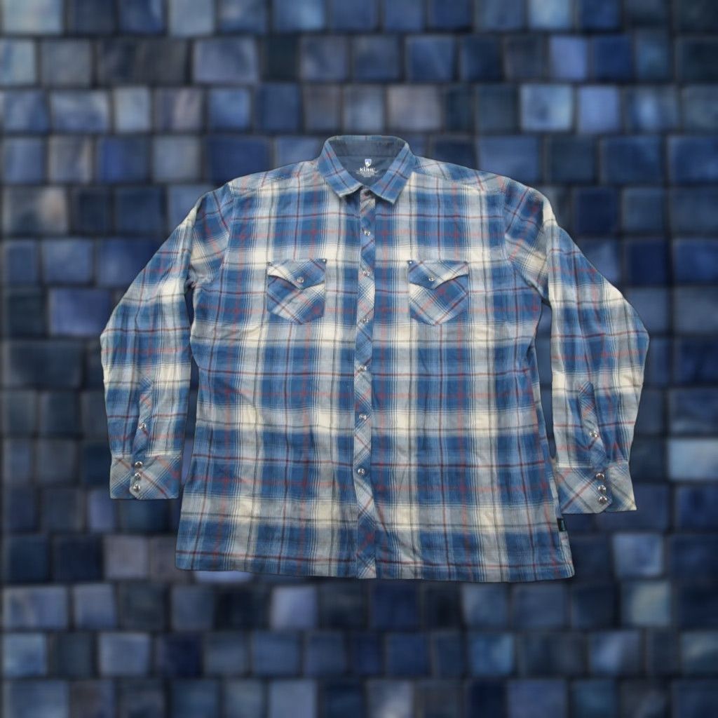 Vintage KUHL Men’s LowDown Flannel Shirt 2XL Blue Plaid Long Sleeve Button-Up Outdoor Casual Workwear Size US XXL / EU 58 / 5 - 1 Thumbnail