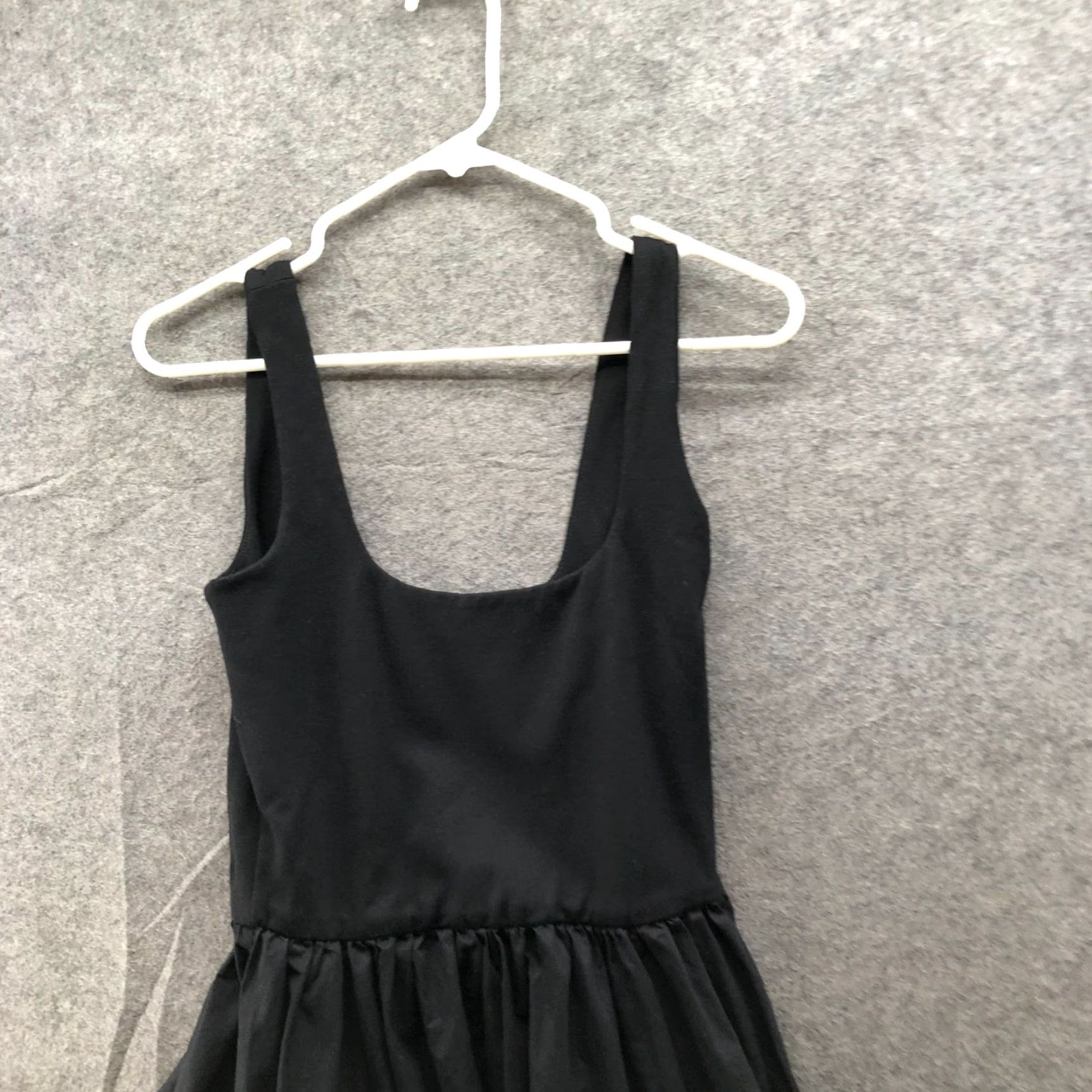 Camila Coelho Camila Coelho Bubble Hem Mini Dress Womens S Black Mixed Media Tank Square Neck Dress Size S / US 4 / IT 40 - 3 Thumbnail