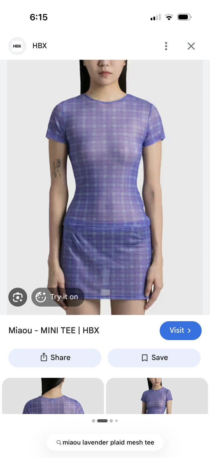 Miaou Lavender Mesh Mini Tee Size Xs, Women's