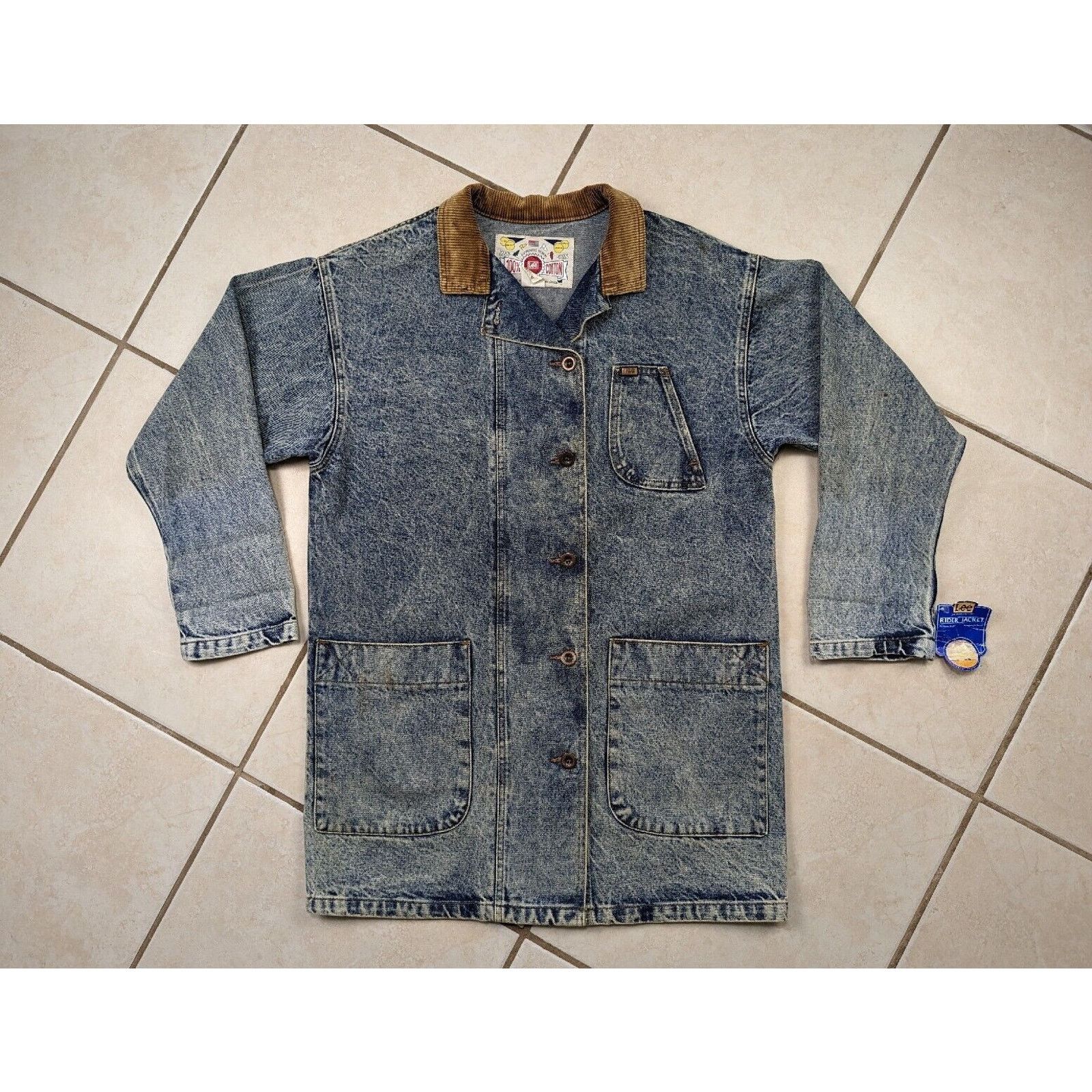 Lee Vtg NWT Lee Denim Rider Jacket Long Railroad Farm Chore Coat Size US M / EU 48-50 / 2 - 1 Thumbnail