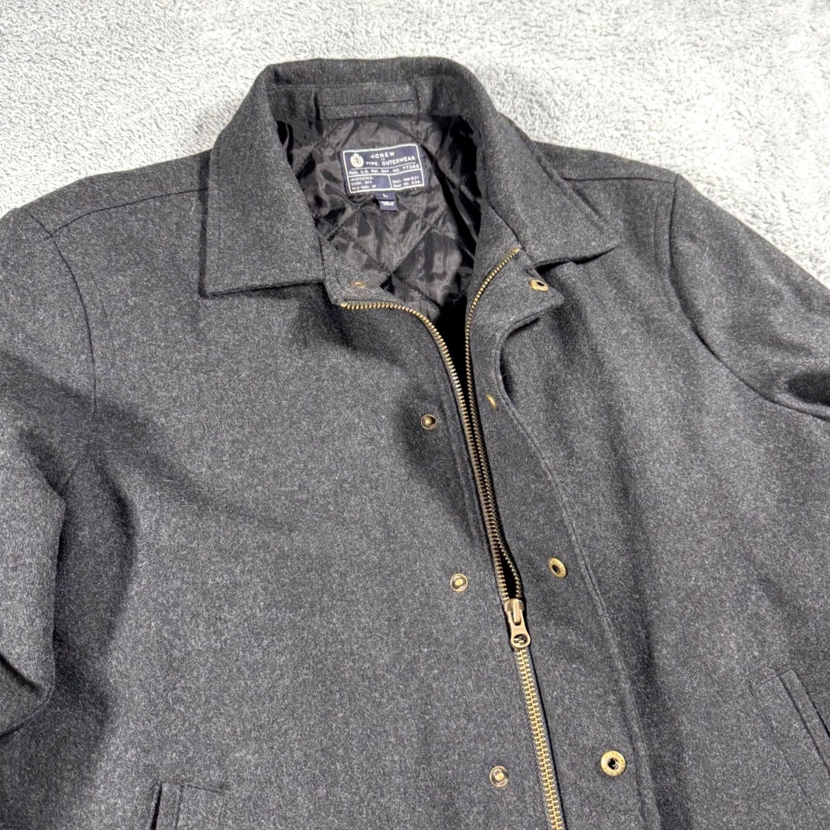 J.Crew J.Crew Wool Blend City Jacket Mens Large Charcoal Full Zip Quilted Lined Heavy Size US L / EU 52-54 / 3 - 3 Thumbnail