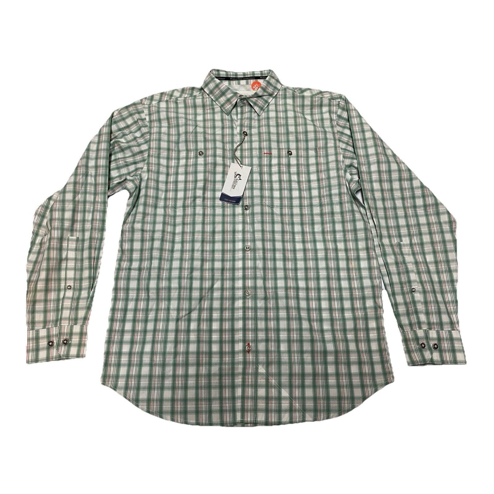 Other Sportsman Vented Fishing Shirt Men's Medium Green Plaid Size US M / EU 48-50 / 2 - 1 Thumbnail