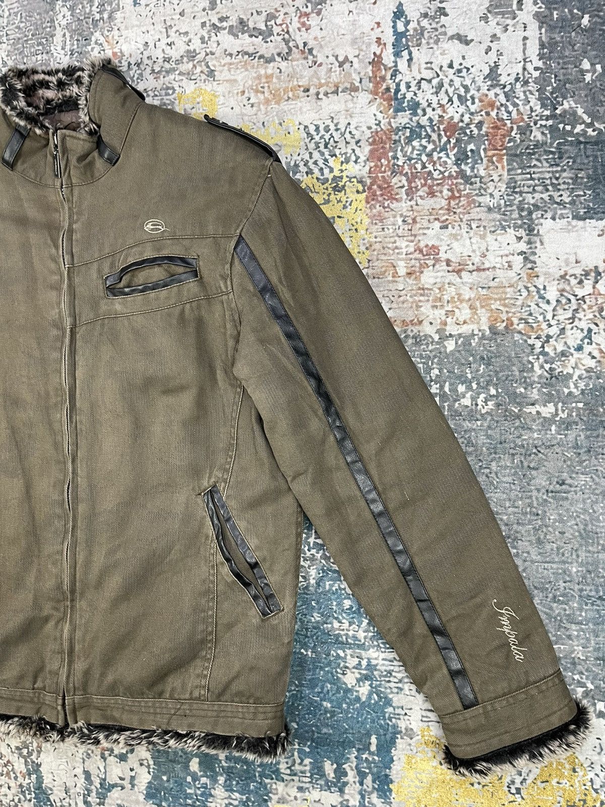 Japanese Brand Impala Fur Edge Trim Camo Graphic Zipper Rider Jackets Size US M / EU 48-50 / 2 - 4 Thumbnail