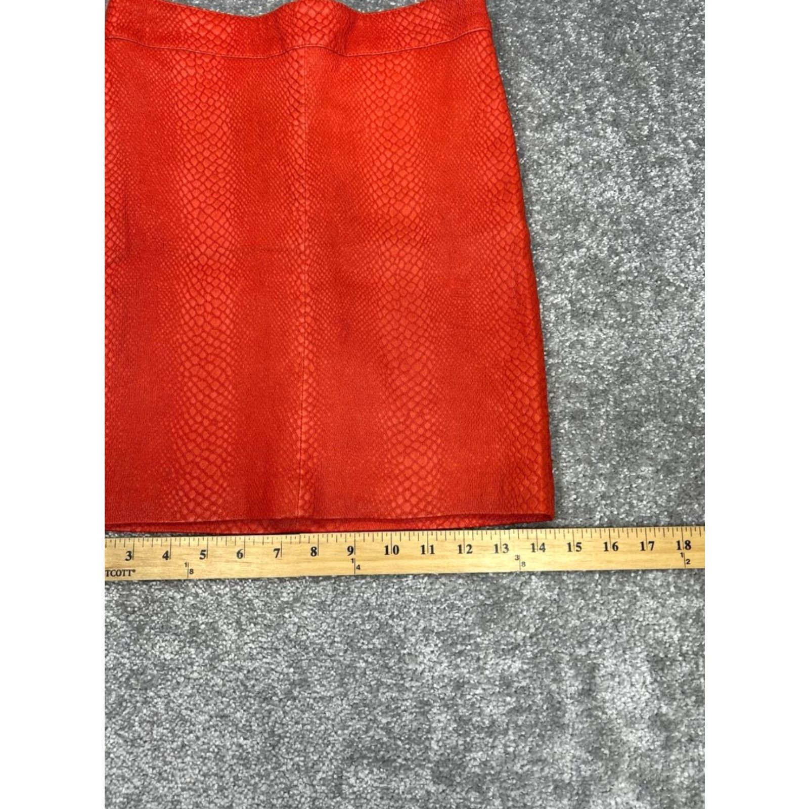NBD NBD Mini Skirt Womens XS Orange Snake Texture Leather Lined Formal City Spring/Summer Women Skirt, Zipper, High Rise Size 26" / US 2 / IT 38 - 7 Thumbnail