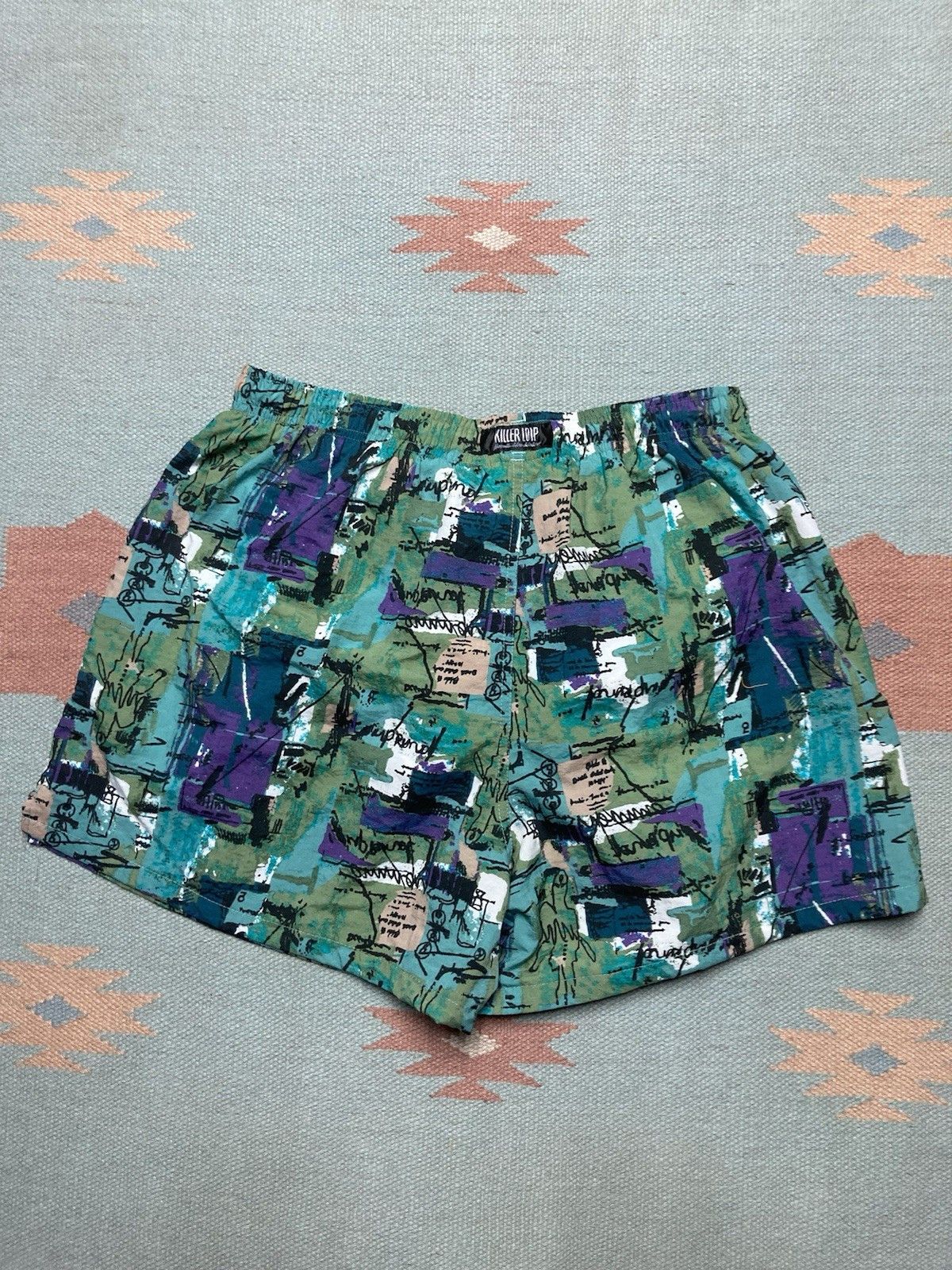 Vintage Swim shorts trunks killer loop abstract art over print large Size US 30 / EU 46 - 7 Thumbnail