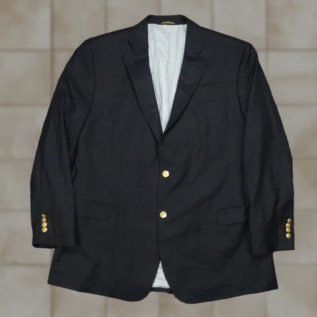 Brooks Brothers Brooks Brothers Blazer Mens 46R Blue Wool Notch Lapel 2-Button 4-Button Sleeve Single-Vented Regular Fit Jacket Coat Blazer Size 46R - 1 Thumbnail