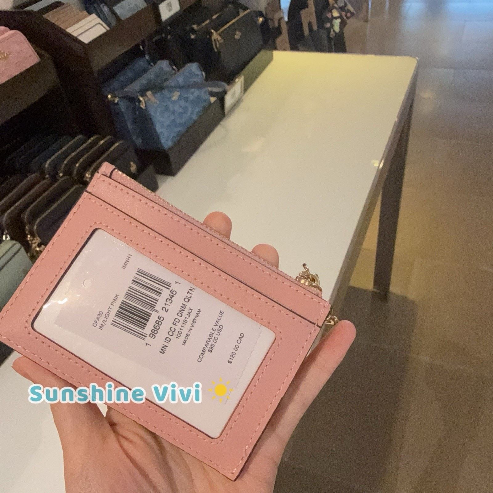 Coach NWT Coach Mini Skinny Id Case Denim Charm CFA30 Light Pink Size ONE SIZE - 6 Thumbnail