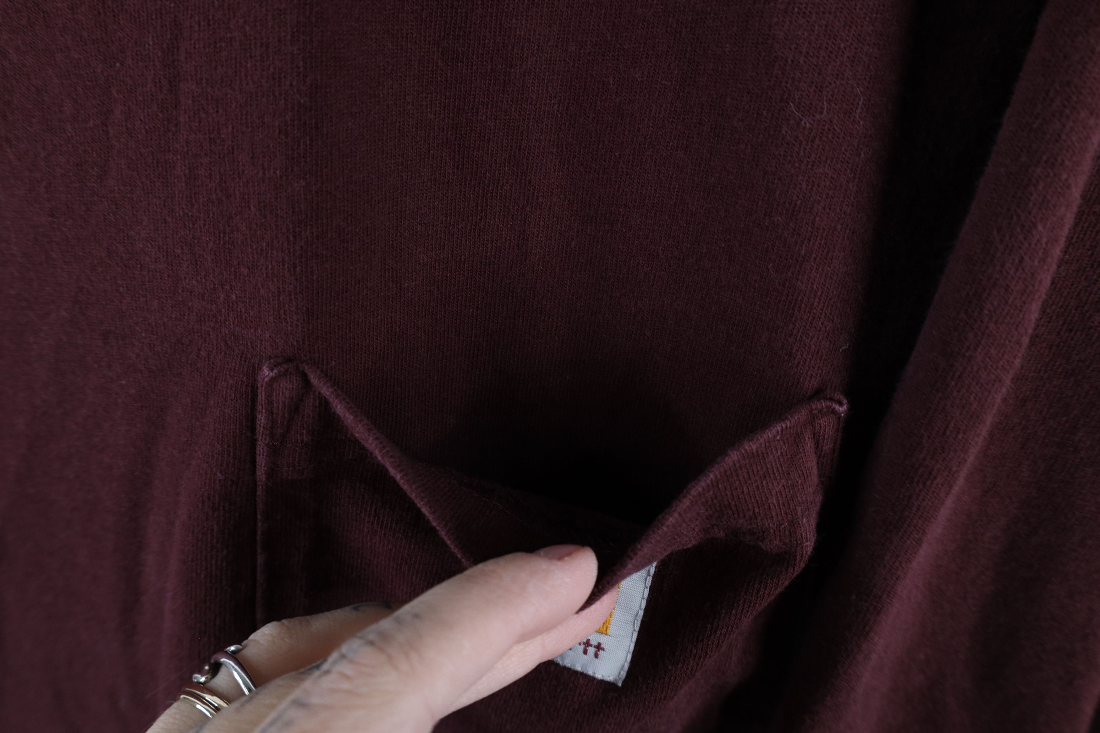 Carhartt × Vintage Vintage Carhartt Spell Pocket Long Sleeve T-Shirt Burgundy Size US L / EU 52-54 / 3 - 5 Thumbnail