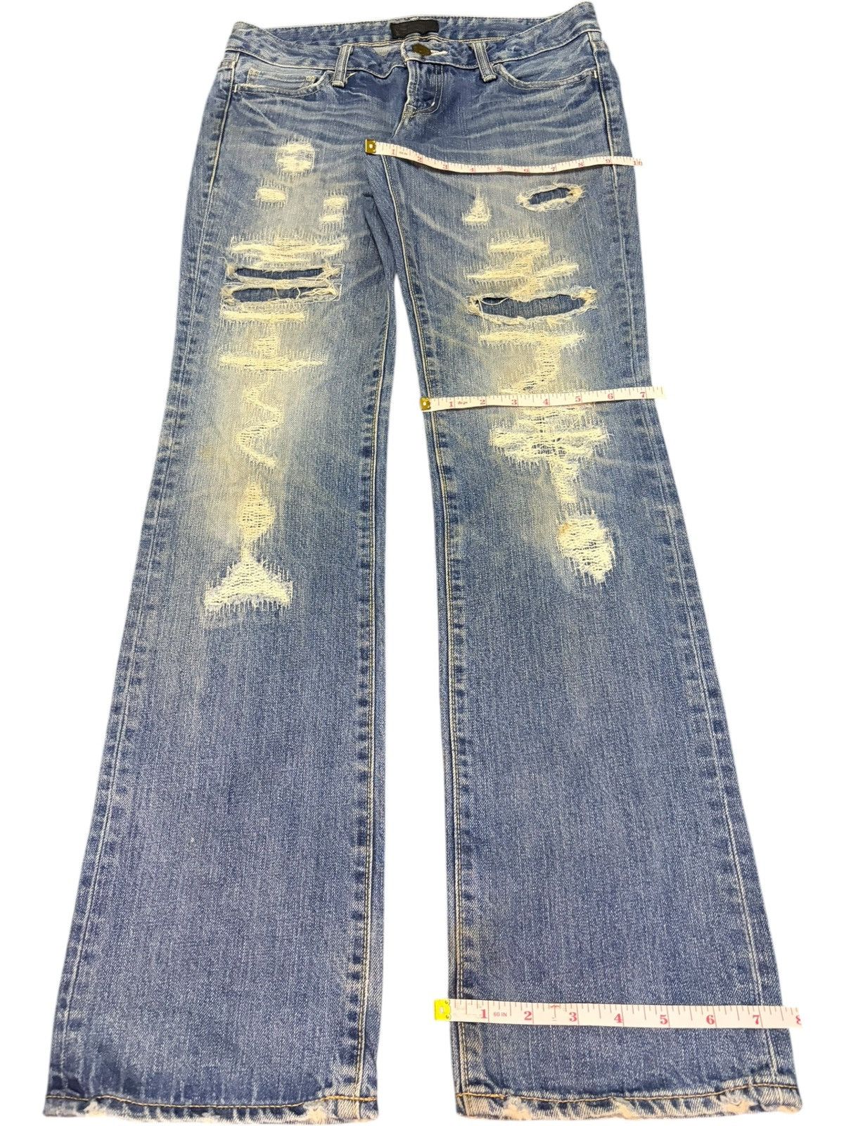 MOUSSY Vintage Japanese Moussy Sashiko Distress Bootcut Jeans Size 29" - 8 Thumbnail