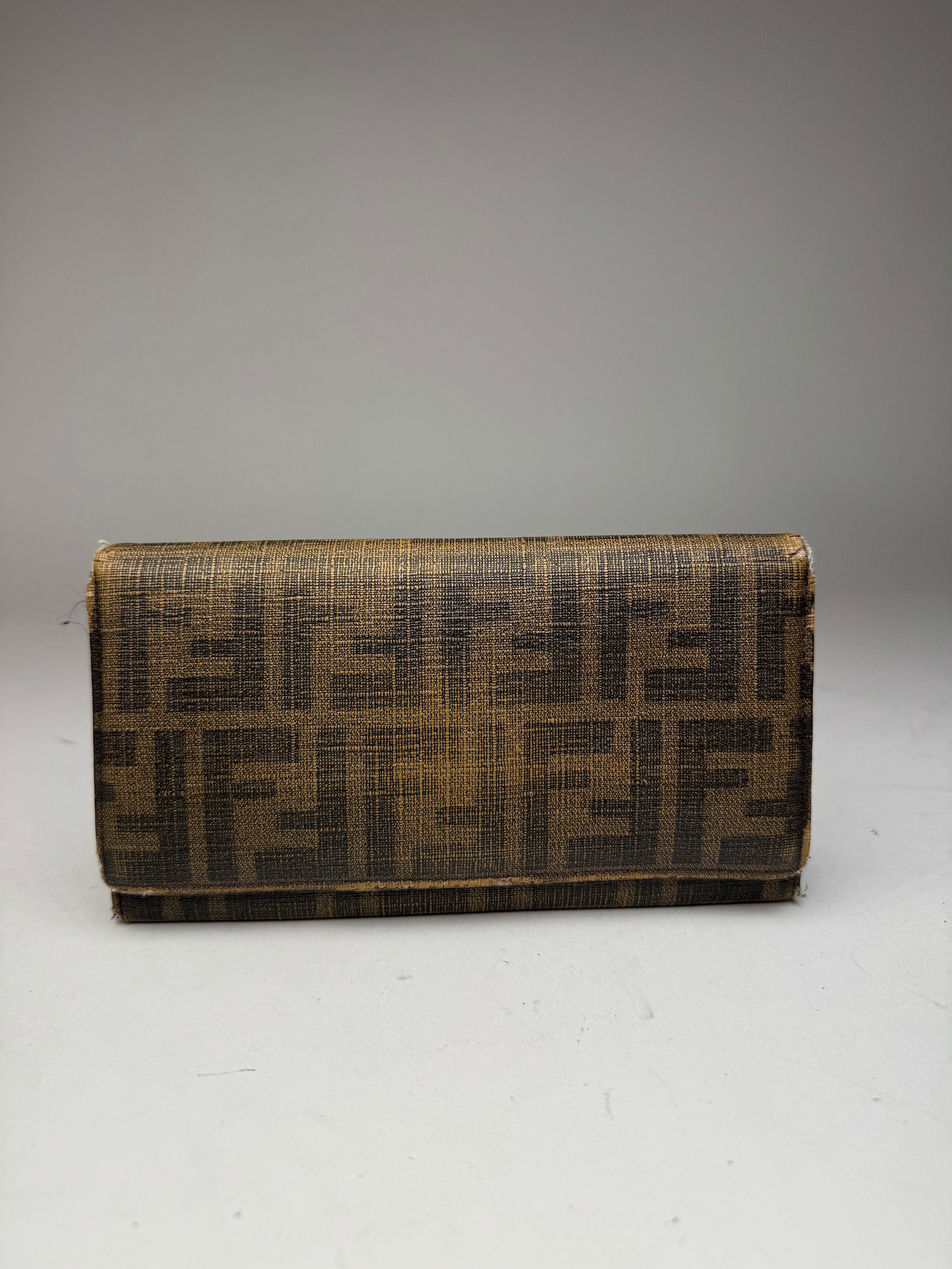 Vintage FF leather Monogram wallet brown