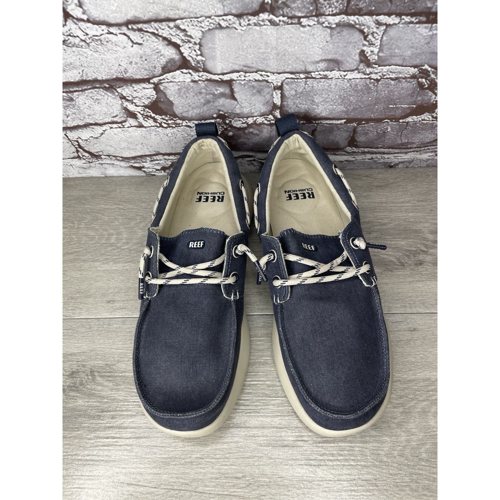 REEF Reef Swellsole Pier Shoes Navy Blue Canvas Fabric Boat Shoes Size US 11 / EU 44 - 17 Thumbnail