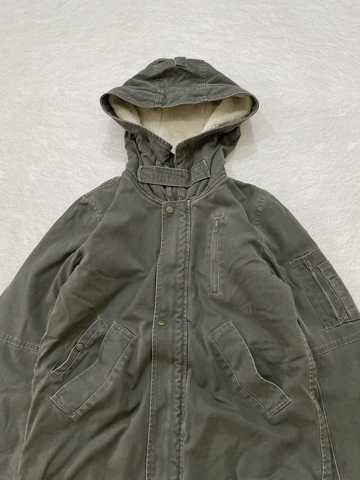 Japanese Brand Vintage Military Style Hooded Parka Olive Green Fleece Lined Size US L / EU 52-54 / 3 - 2 Thumbnail
