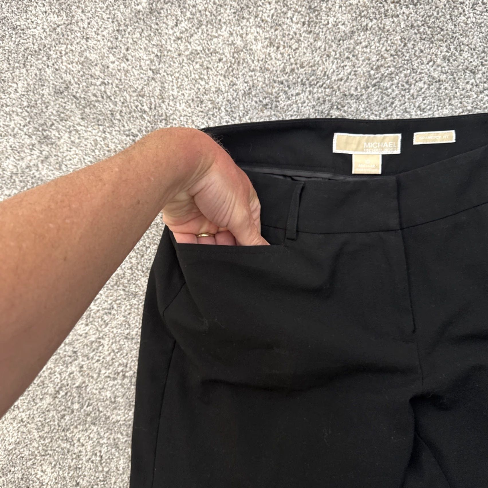 Michael Kors Michael Kors Gramercy Fit Dress Pants Women's 10 Black Polyester Rayon Spandex Dress Pants Career Office Casual Chic City Preppy Pockets Comfort Size 32" / US 10 / IT 46 - 6 Thumbnail