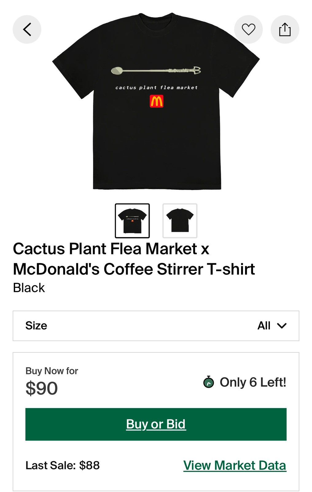 ★限定コラボ激レア!CPFM×MCDONALD'S coffee stirrer Tシャツ CACTUS PLANT FLEA MARKET CPFM X MCDONALDS COFFEE STIRRER TEE